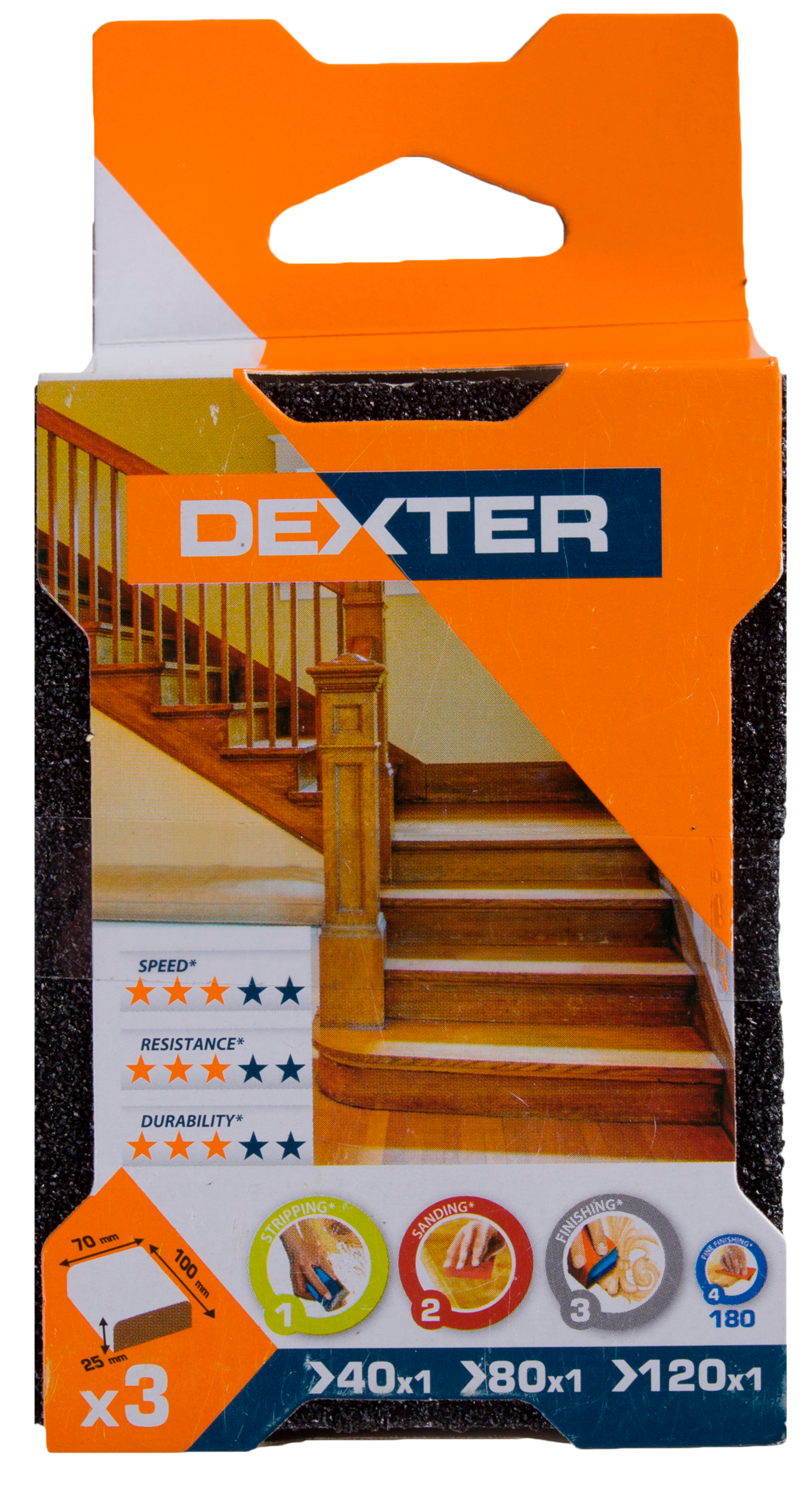 3 esponjas DEXTER MADEIRA PEQUENA G40-80-120 - 8