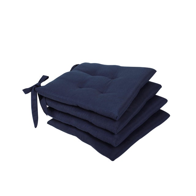 Set 4 cuscini per sedia in cotone e poliestere blu 40 x 40 x Sp 4 cm