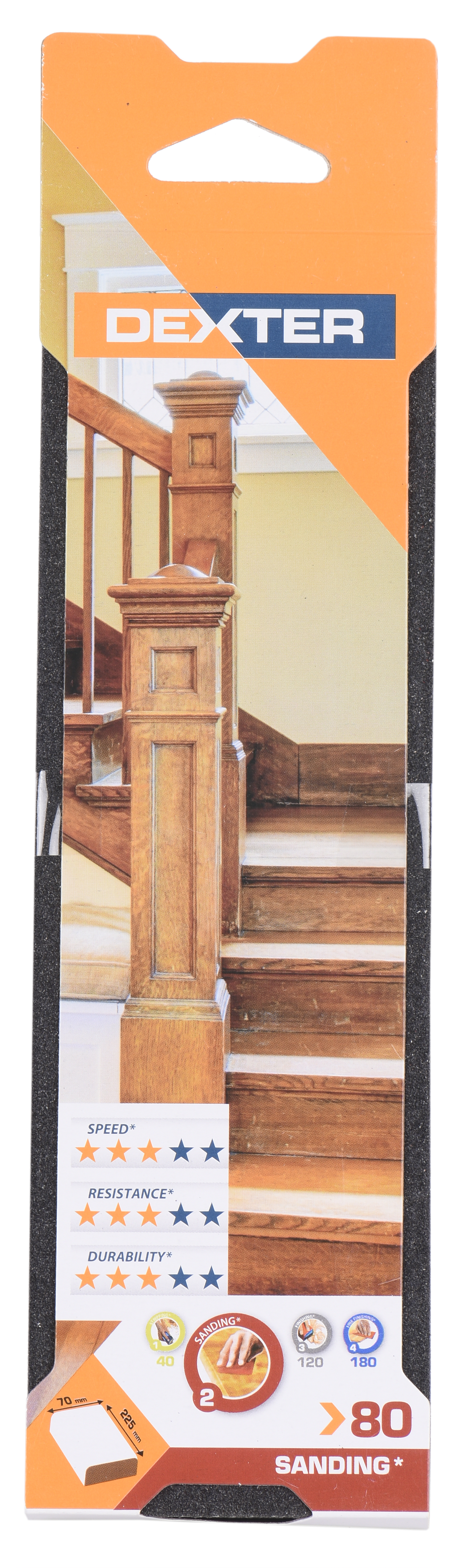 Esponja abrasiva madeira G80 225x70 cm Dexter - 4