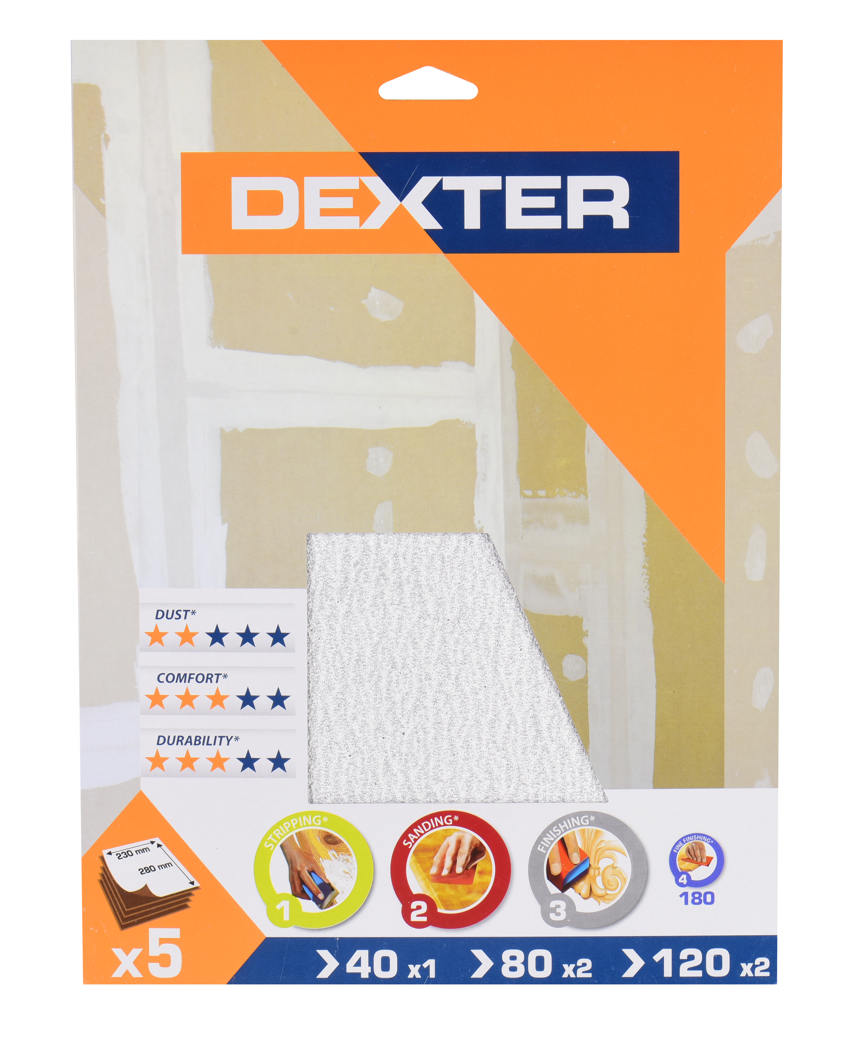 Papel de lija DEXTER de 23x280 mm - 13