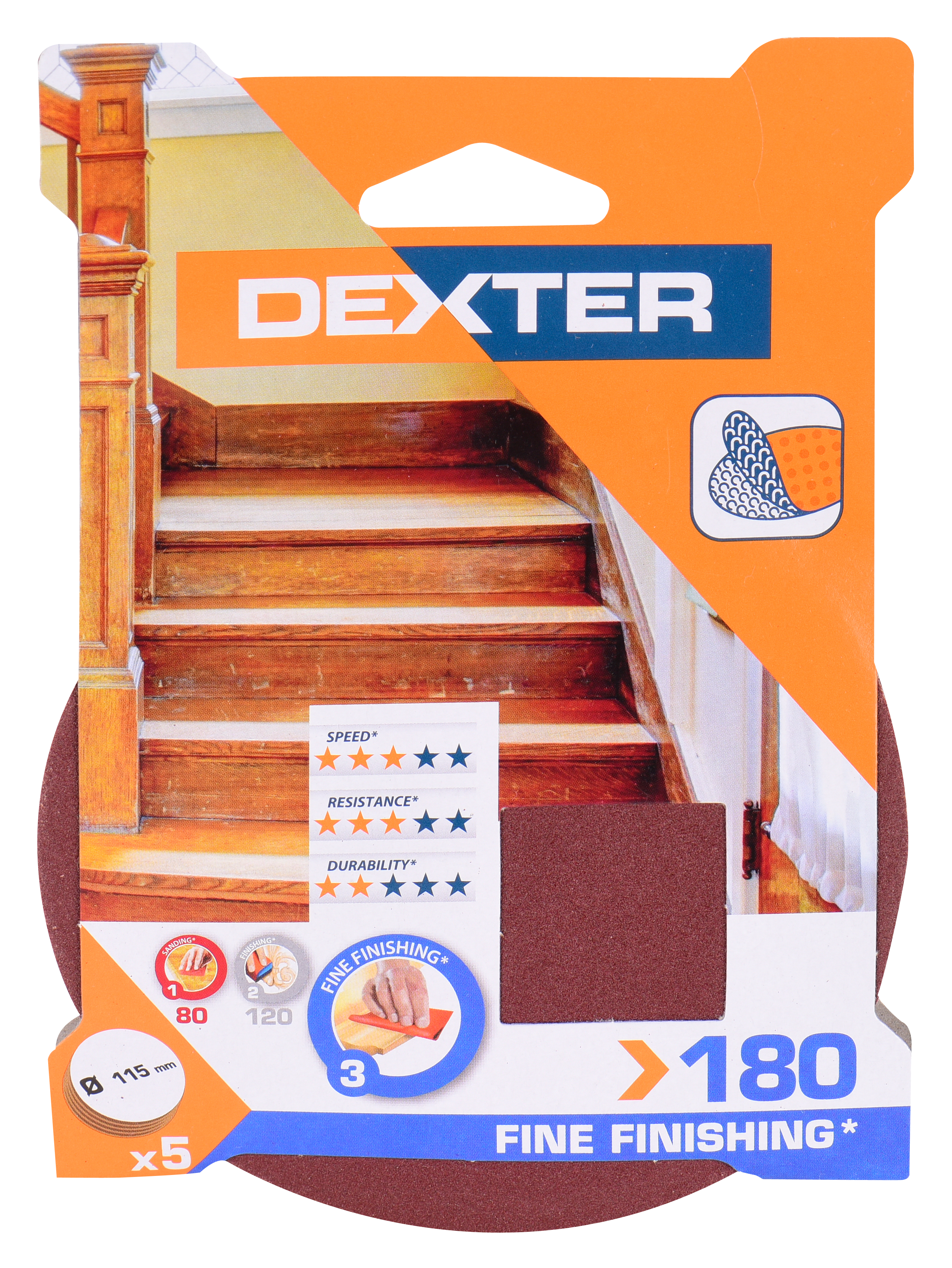 5 Disco abrasivo DEXTER para lijadora 180 - 8