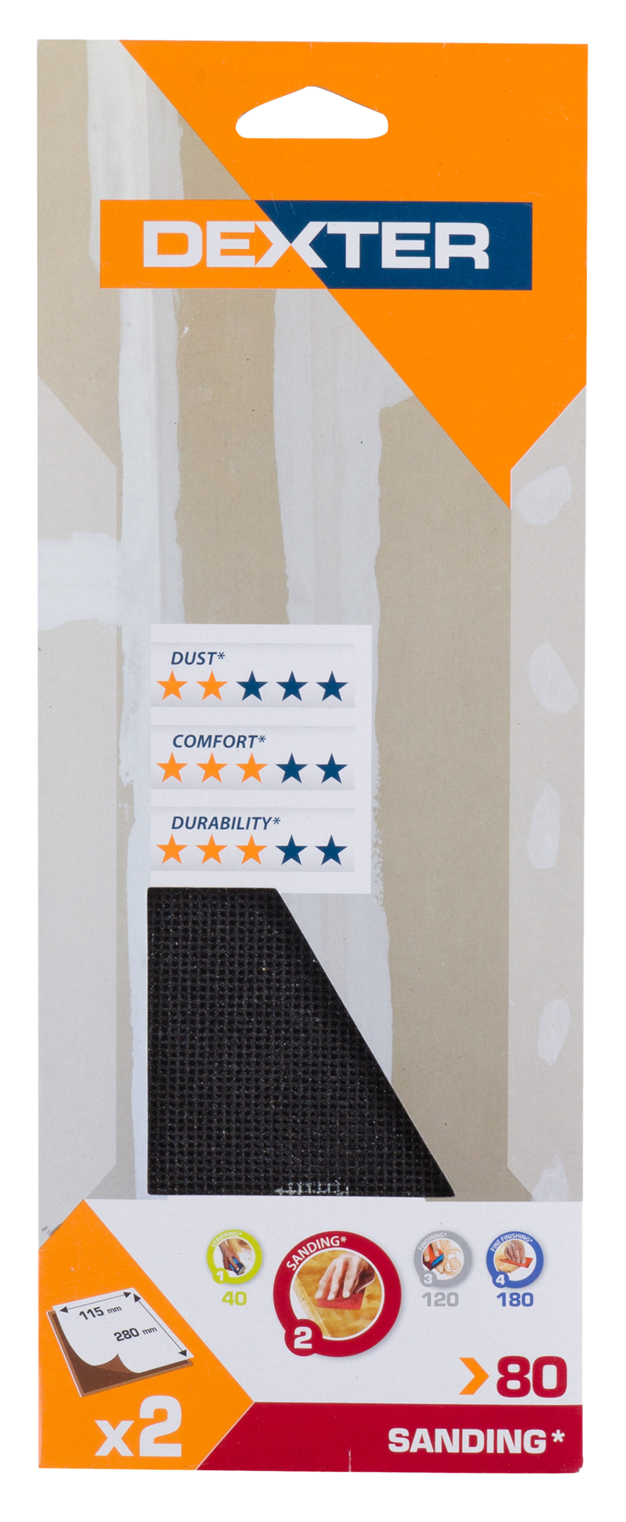 Malla abrasiva DEXTER con grano de 80 - 10