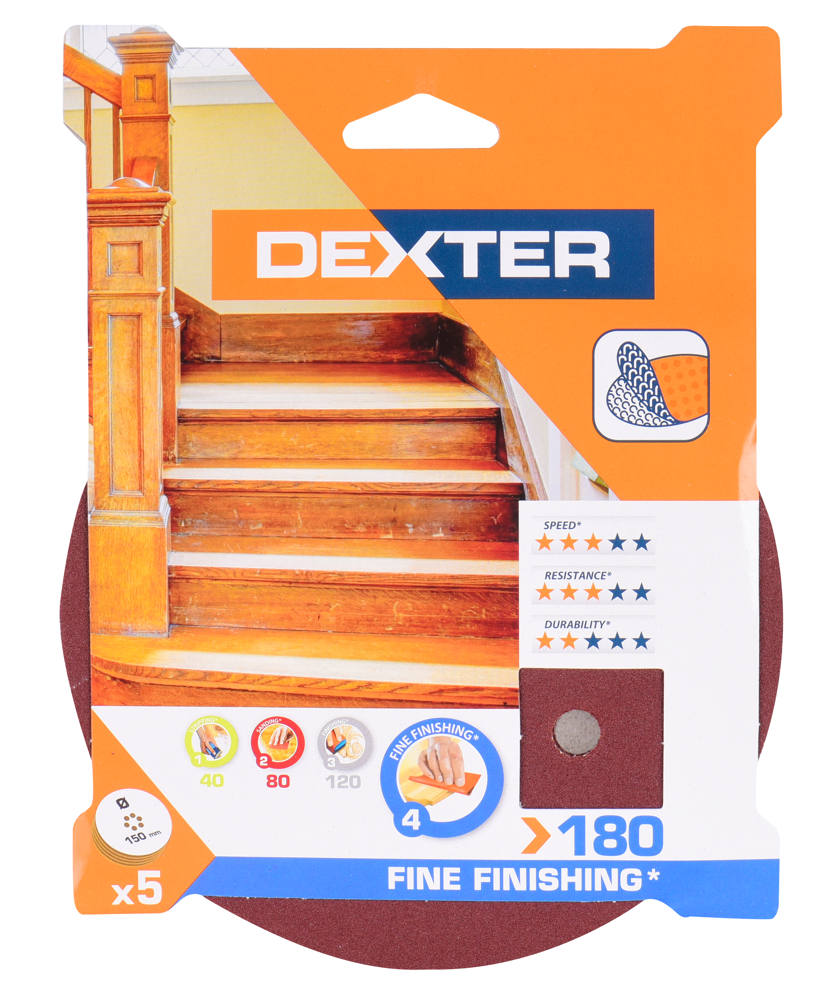 5 Disco abrasivo DEXTER para lijadora ø 150, grano 180 - 11