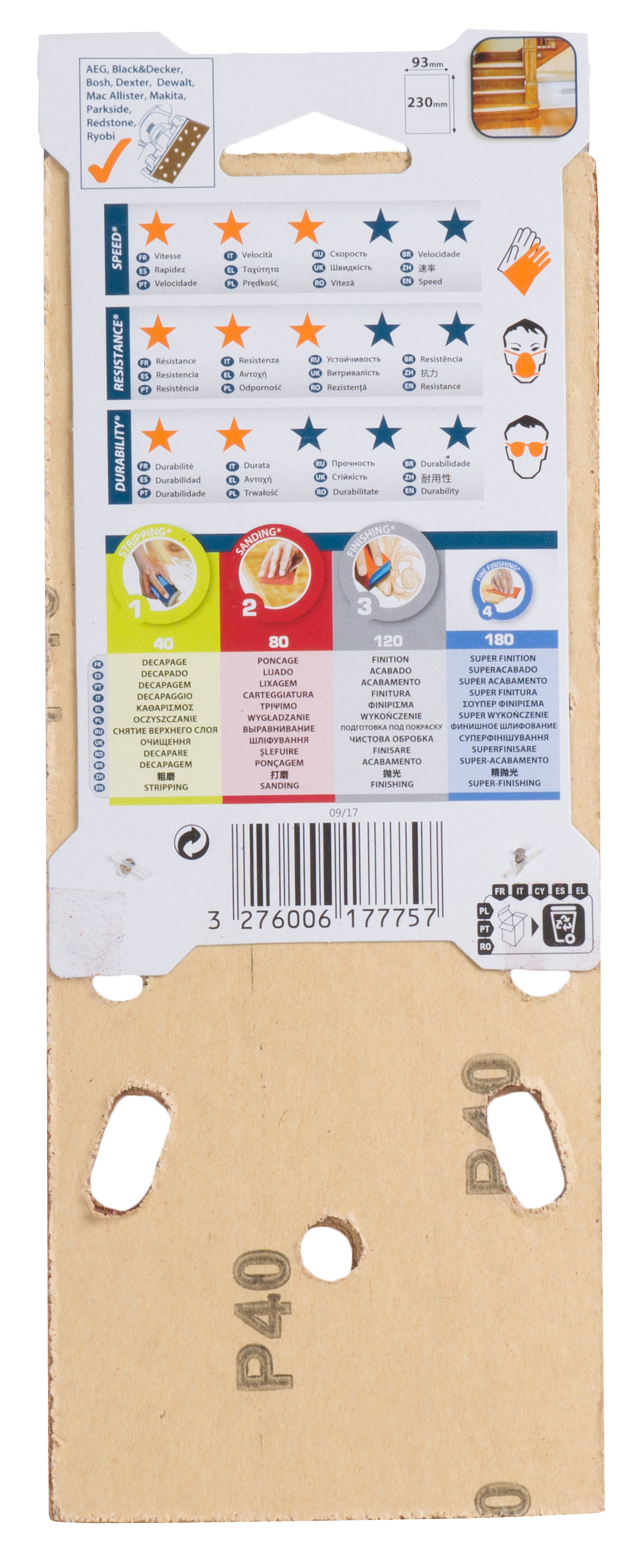 5 patines de lija DEXTER 230x93, grano 40-80-120 - 16