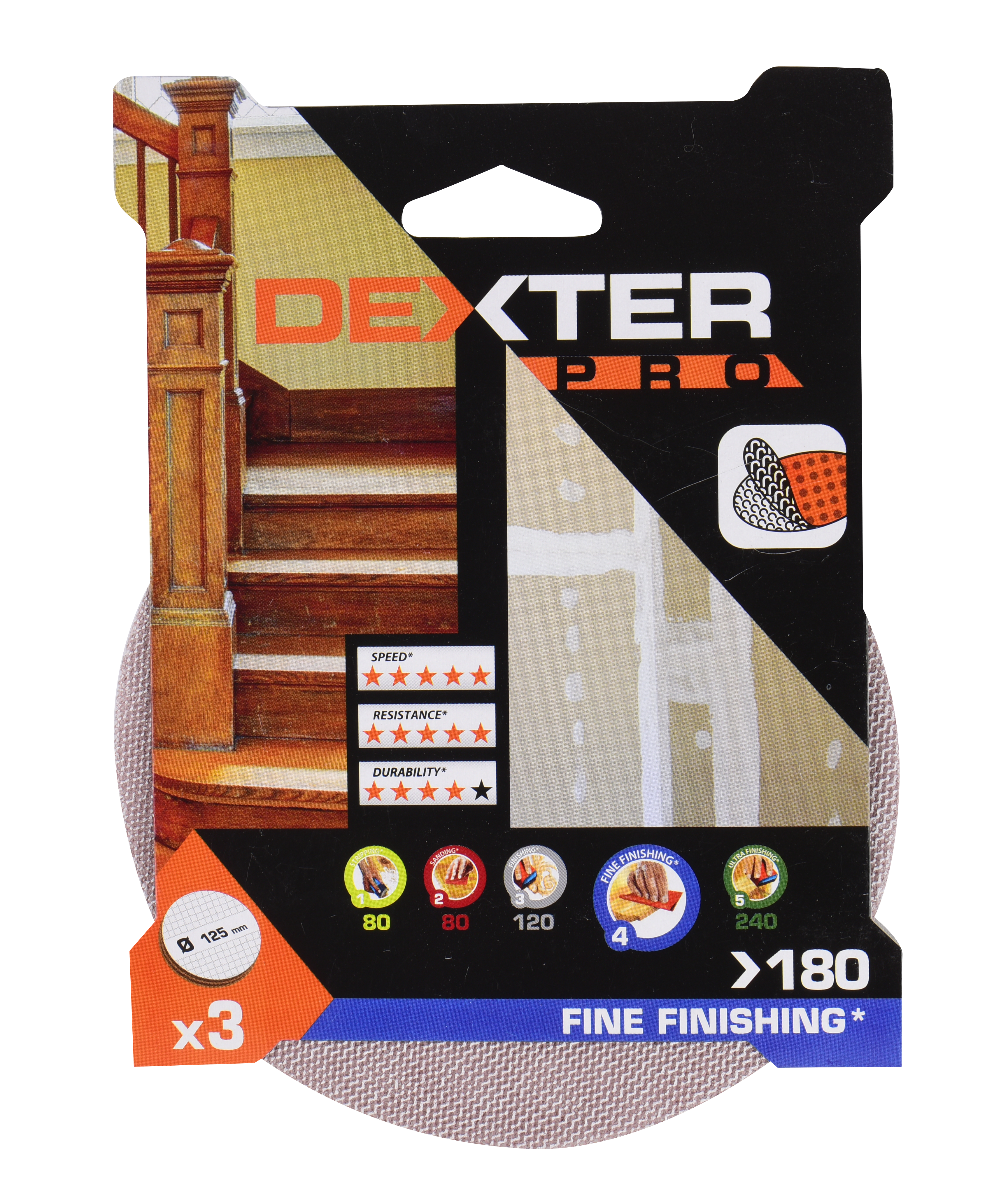 3 Disco abrasivo DEXTER PRO para lijadora 120 - 9