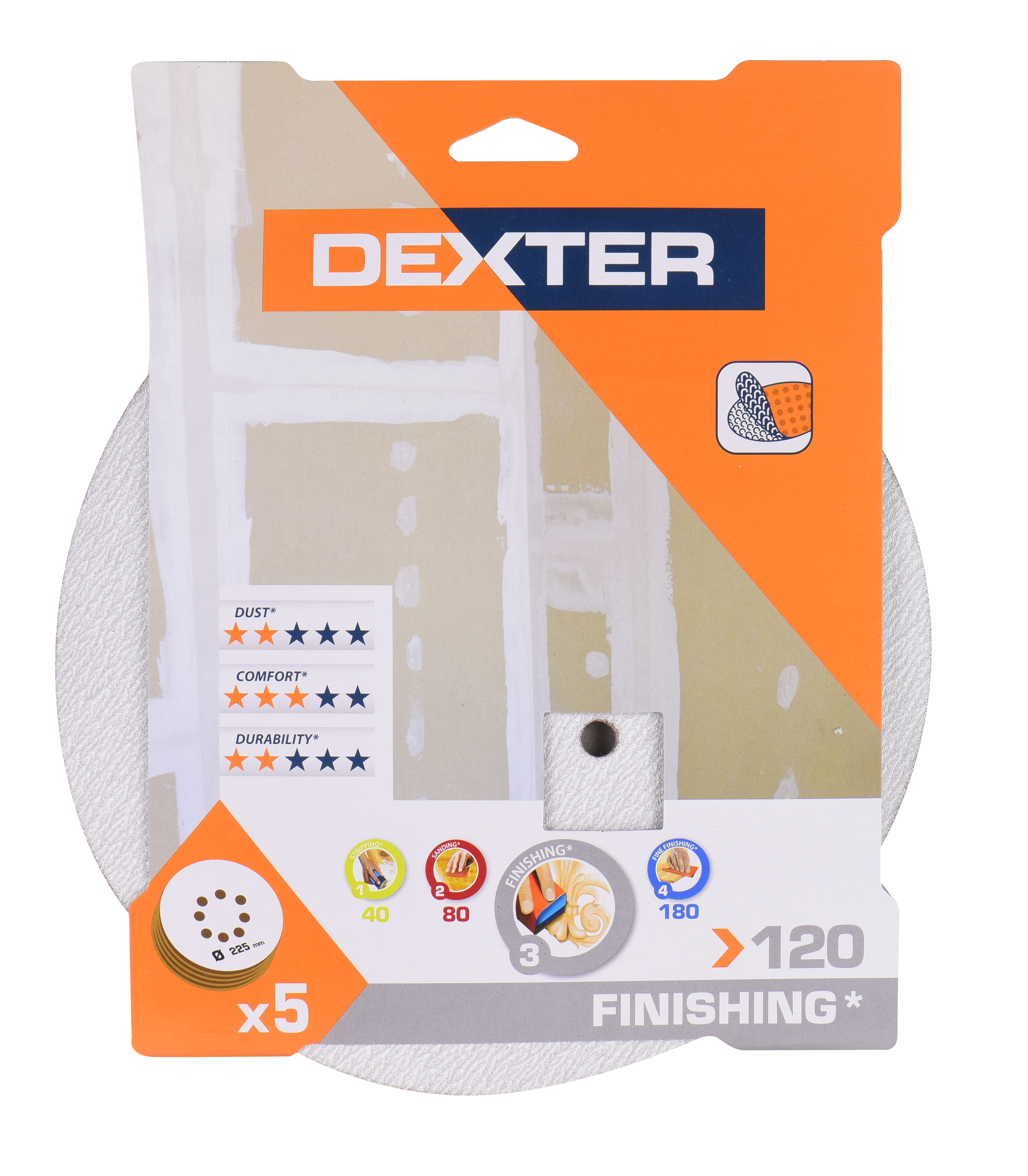 5 lixas DEXTER D225MM G120 - 5