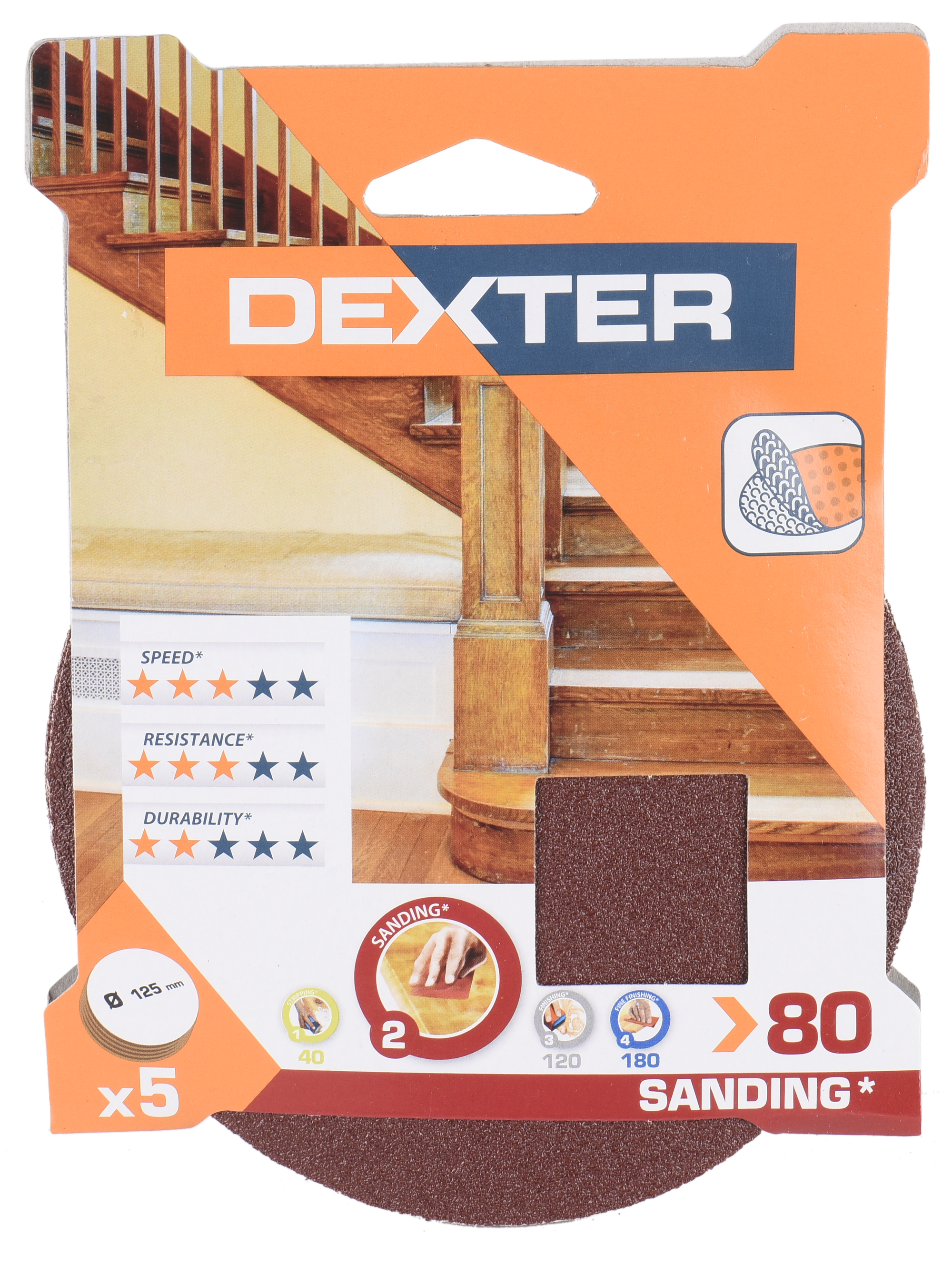 5 Disco abrasivo DEXTER para lijadora 80 - 10