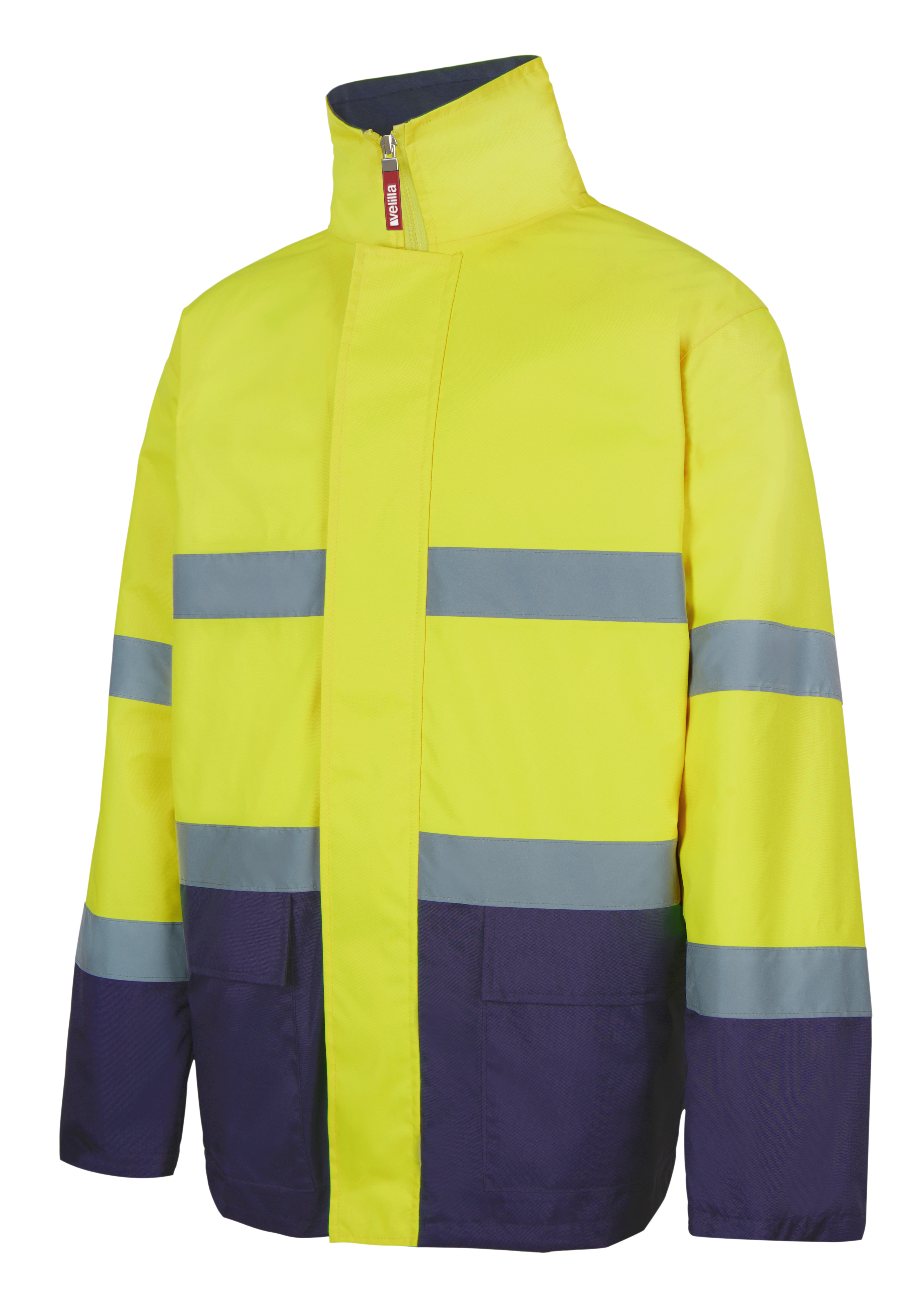 Parka bicolor av velilla - azul marino/amarillo flúor - 2xl