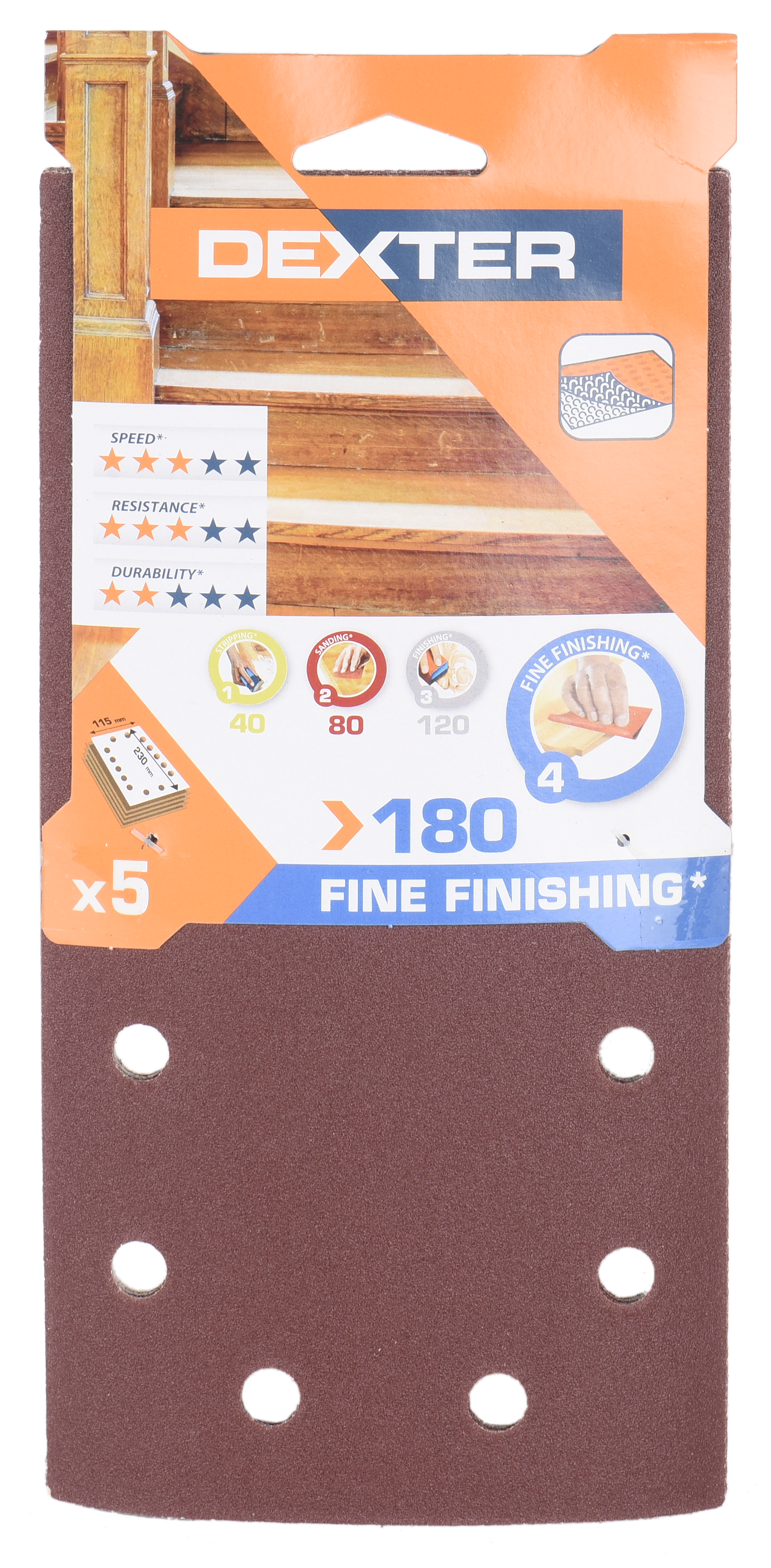5 patines de lija DEXTER 230x115, grano 180 - 11