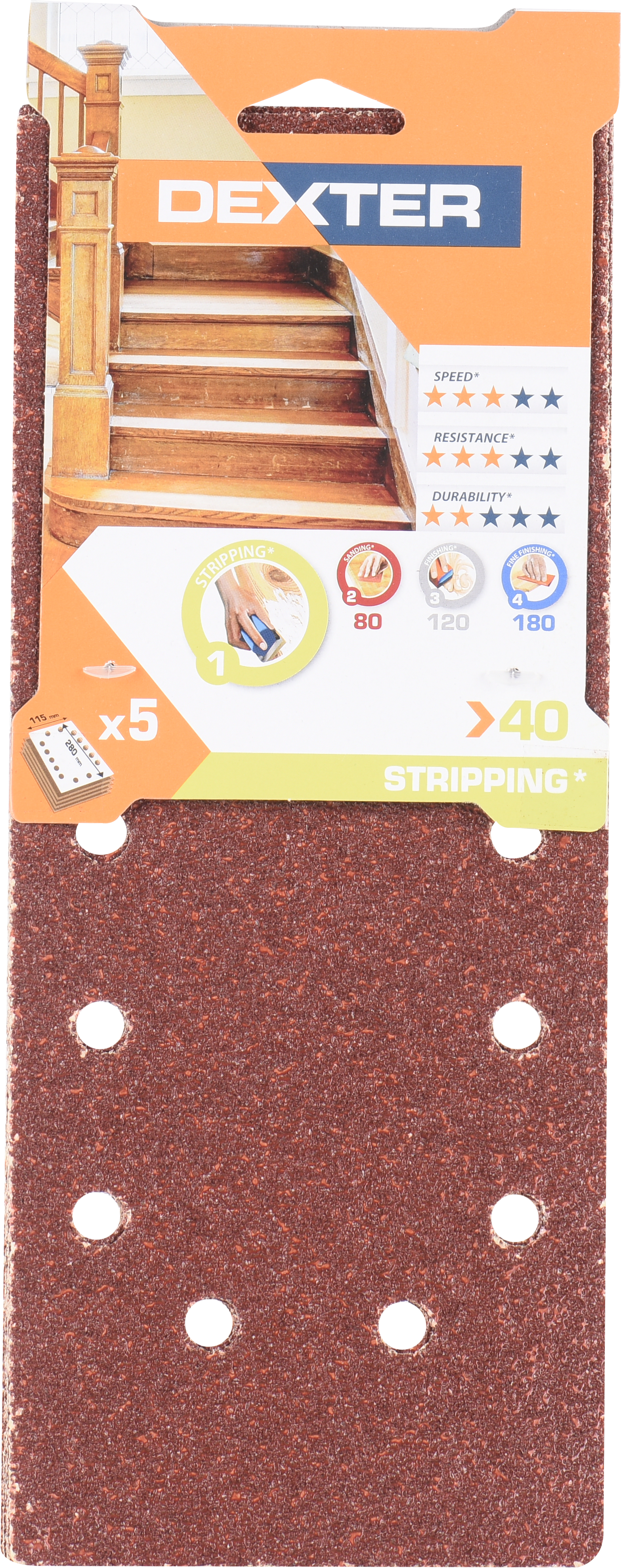5 patines de lija DEXTER 280x115, grano 40 - 11