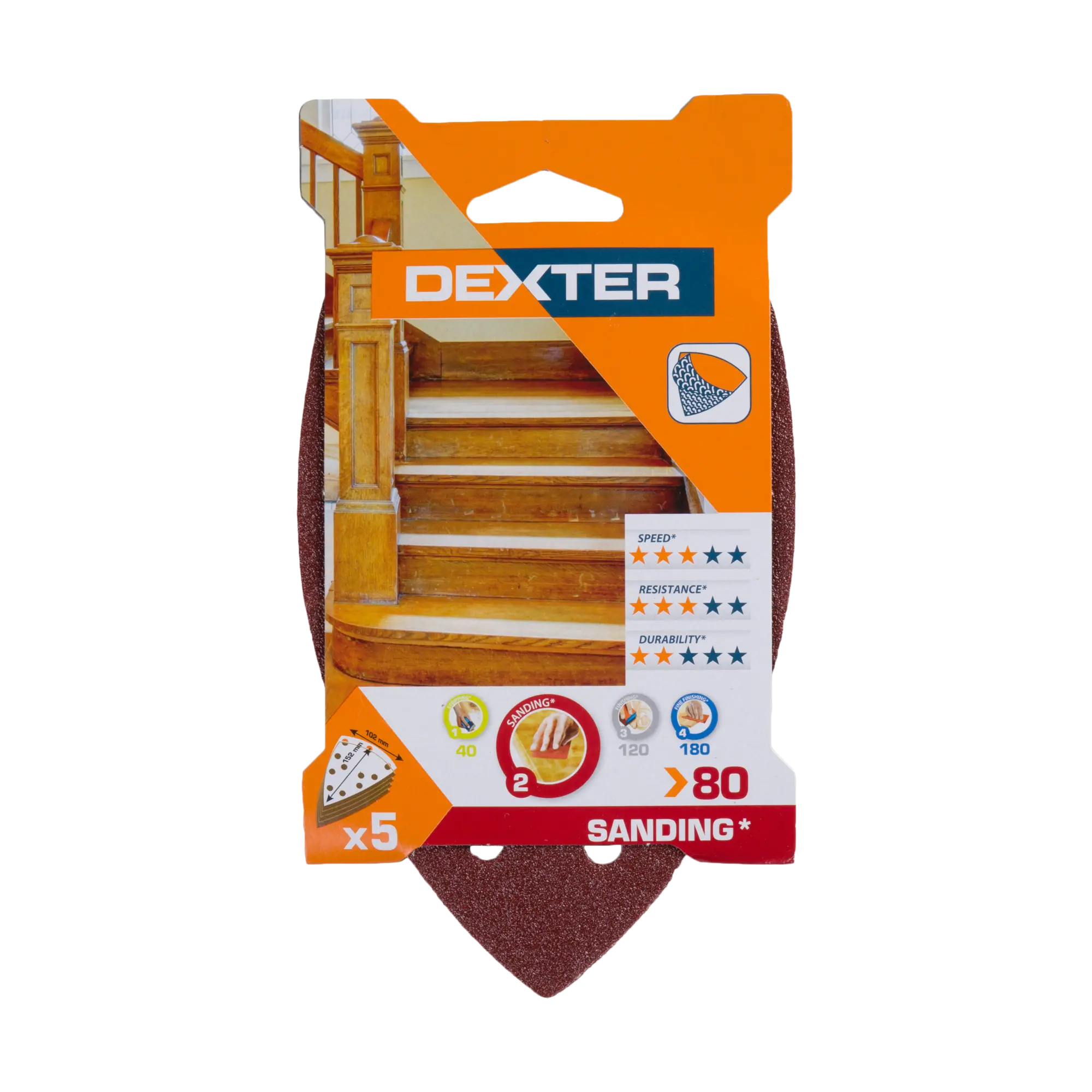 5 lixas DEXTER 152X102 G80 - 4