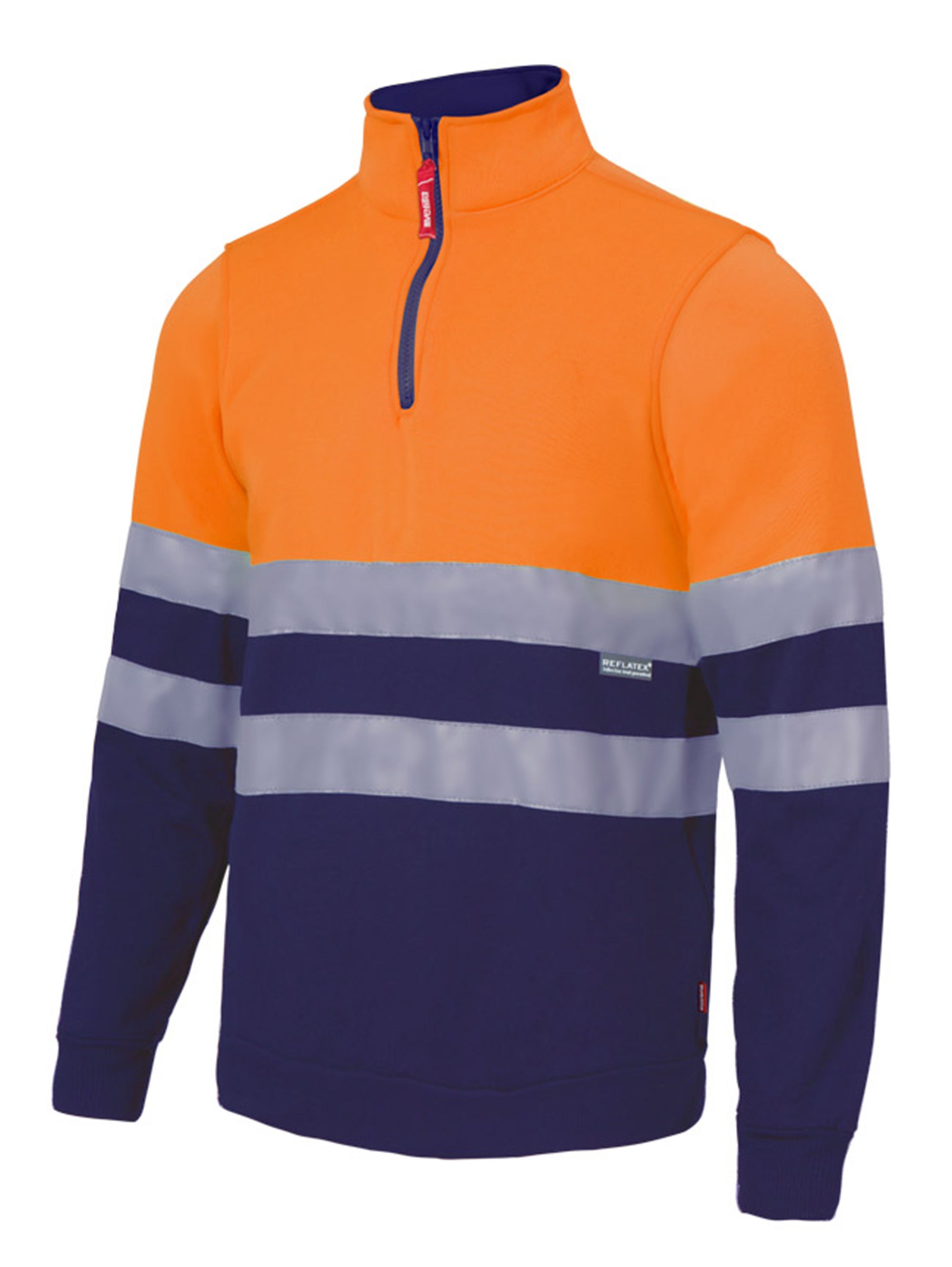 Sudadera bicolor media cremallera av velilla - azul navy/naranja flúor - xl