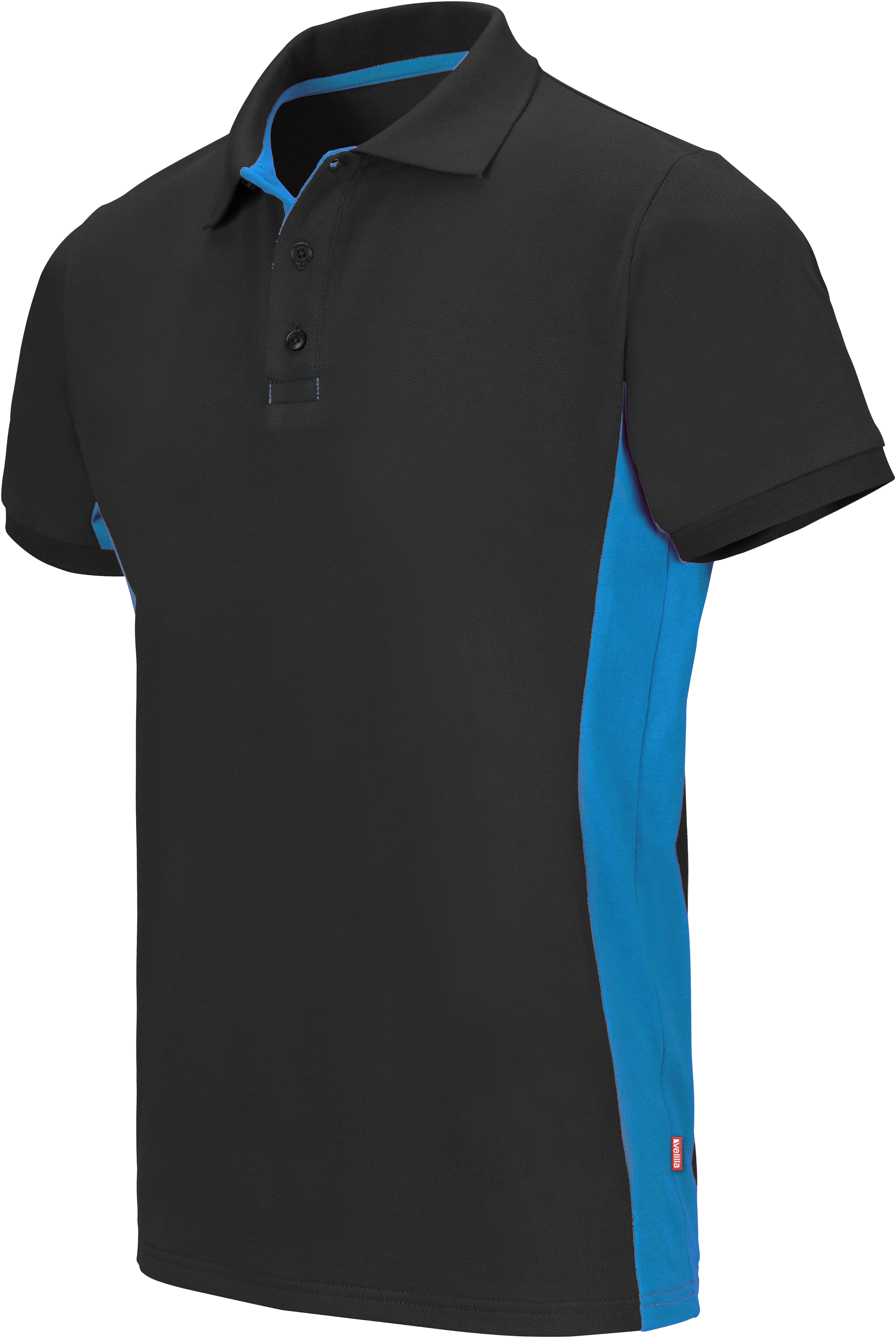 Polo bicolor manga corta velilla - negro/celeste - l