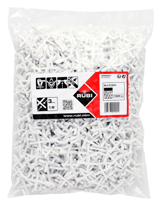 1000 cruzetas para juntas de cerâmica 3 mm Rubi