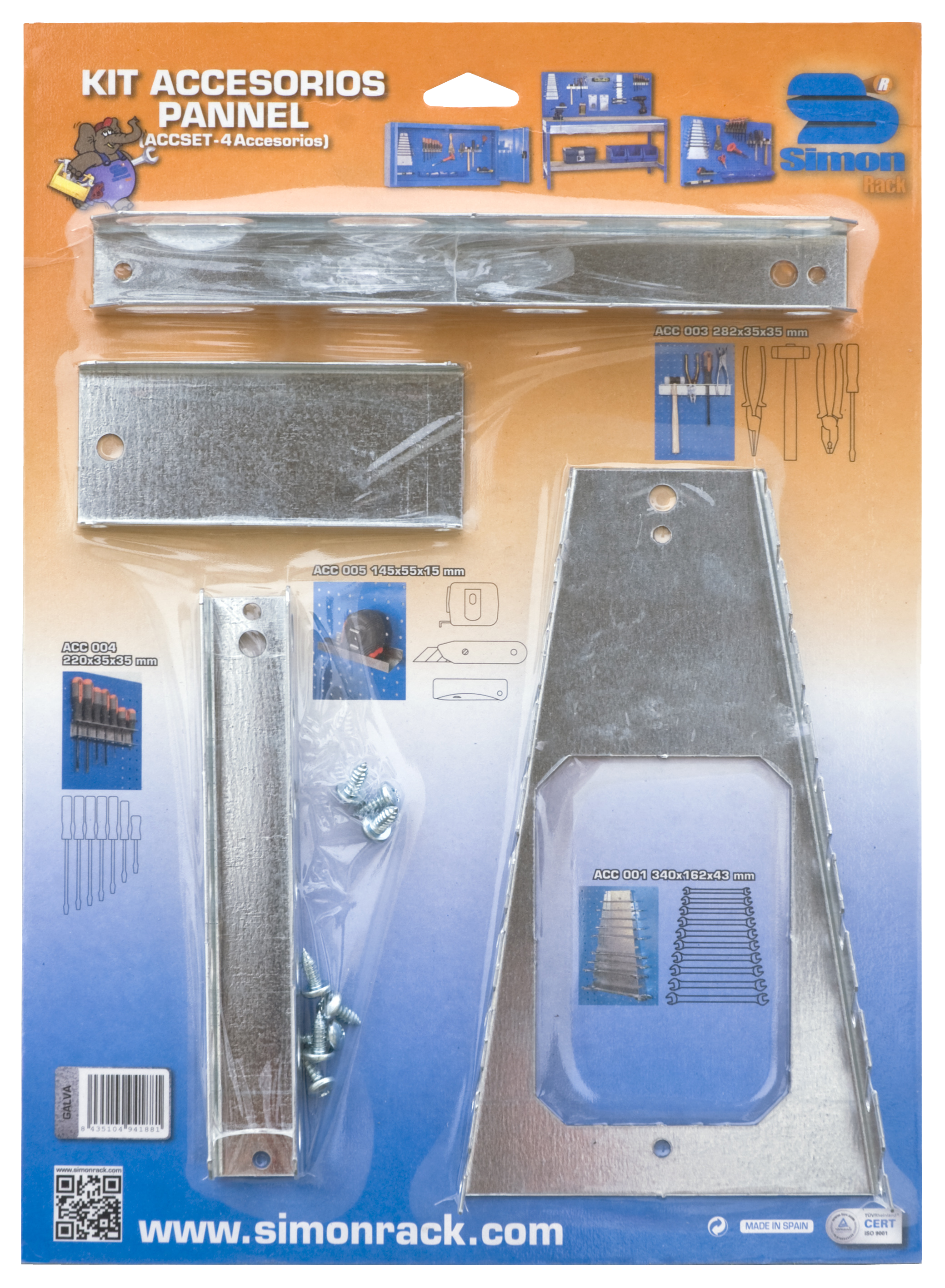 Conjunto de 4 acessórios GALVANIZADO PARA BANCO - 5