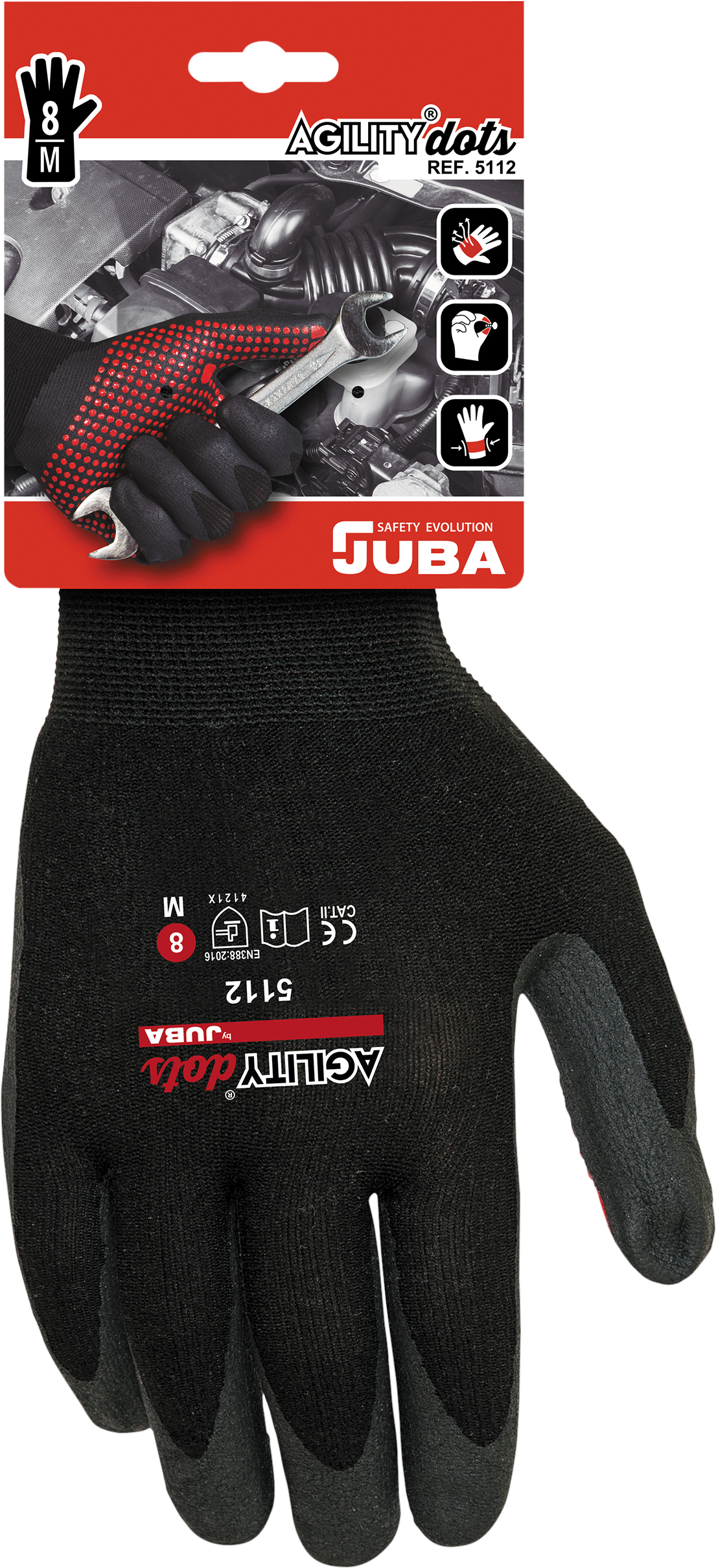 Guante nylon recubierto nitrilo con puntos.ref. juba h5112-8