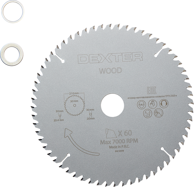 Disco de sierra circular DEXTER para madera, 210 x 30 mm y 60 dientes