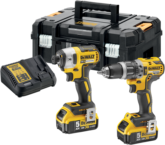 Kit DEWALT DCK266P2T-QW. Taladro percutor + Atornillador impacto + 2 baterías 5.0 Ah + Maletín - Compatible con 18V XR y motor brushless