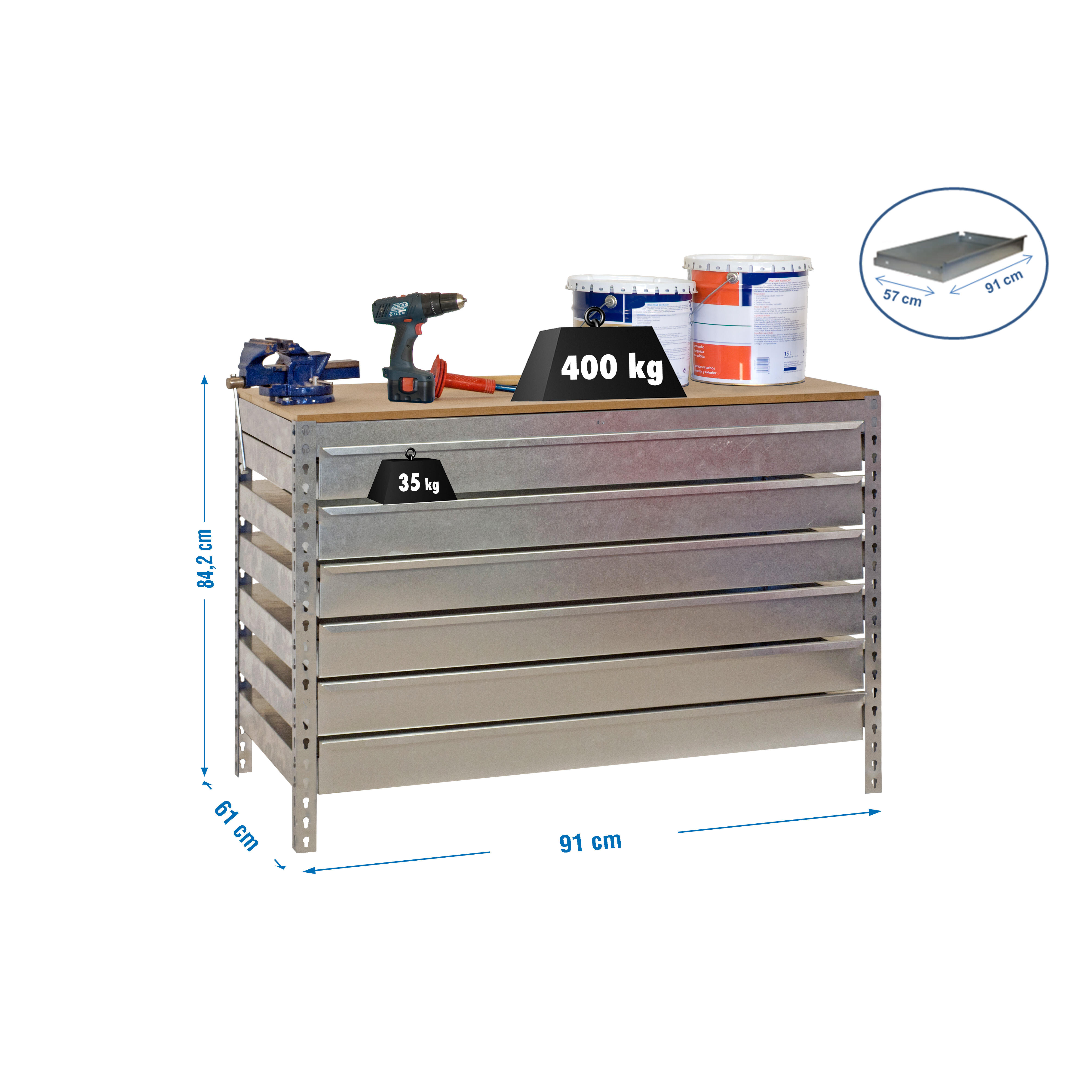 Bancada de trabalho SIMONRACK BT5 BOX6 900 GALVA/MAD - 3