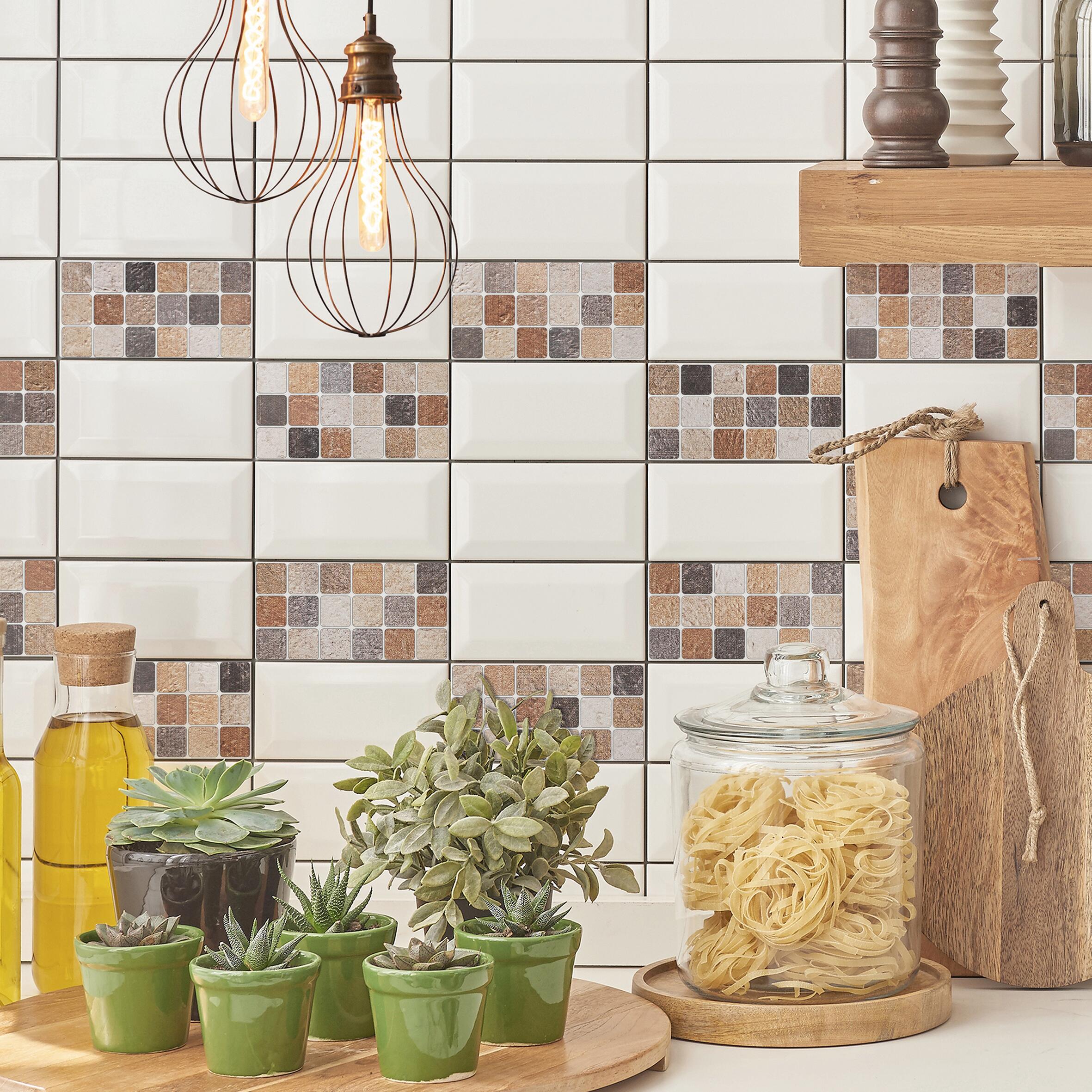 BeNice Piastrelle adesive per cucina, piastrelle della metropolitana, autoadesive, per parete, impermeabili, piastrelle in marmo (23 pezzi, bianco Carrara