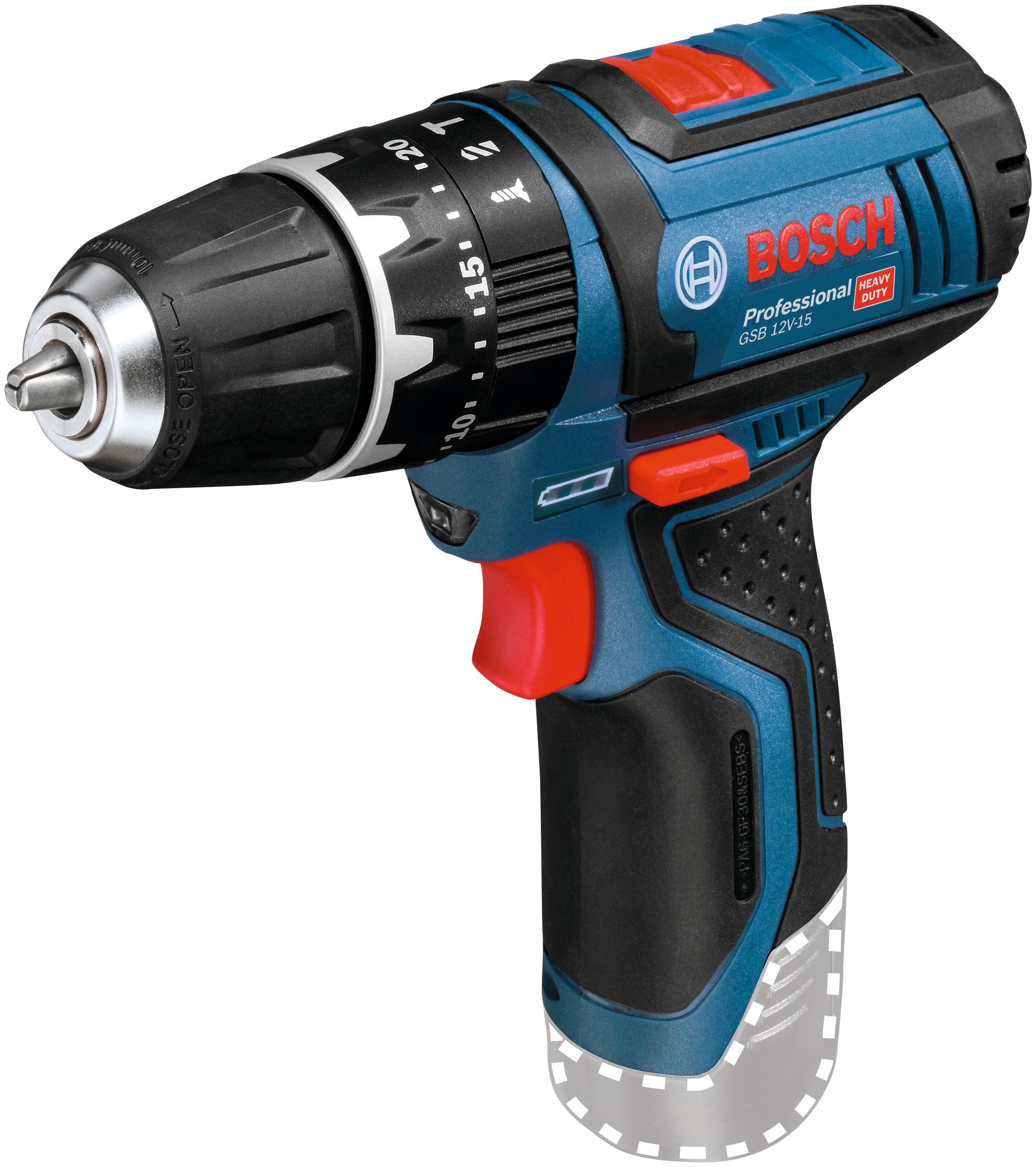 Taladro percutor a batería bosch professional gsb 12v-15 sin batería y cargador