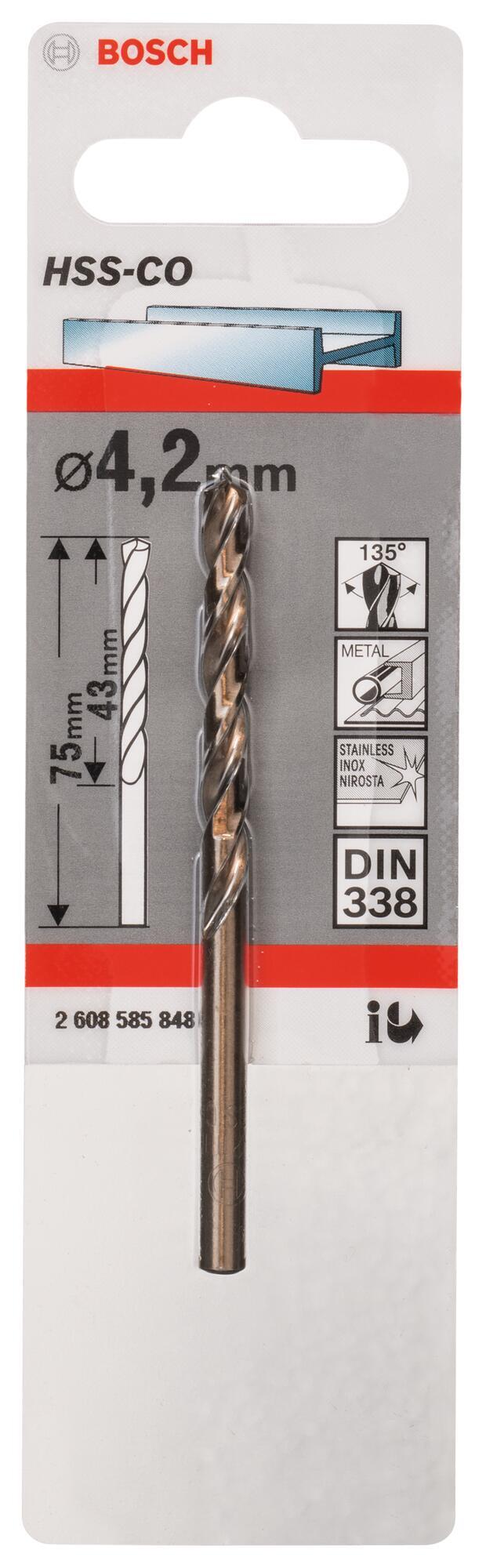 Broca para metal ø 4.2 x l. 75 mm bosch hss-co din338