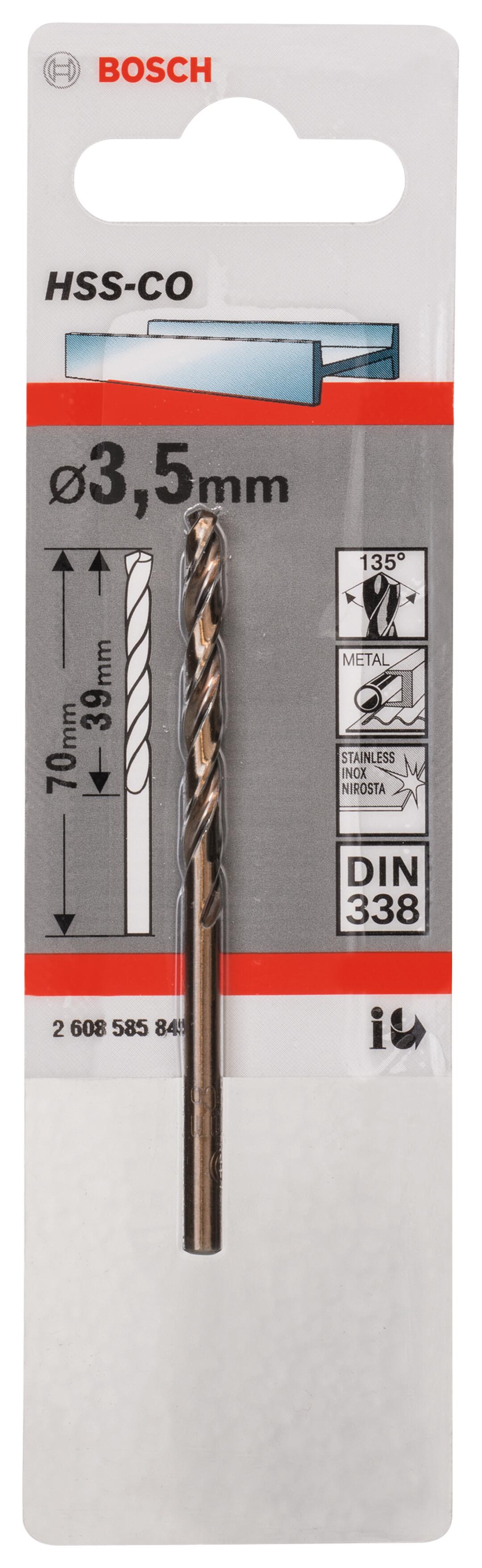 Broca para metal ø 3.5 x l. 70 mm bosch hss-co din338