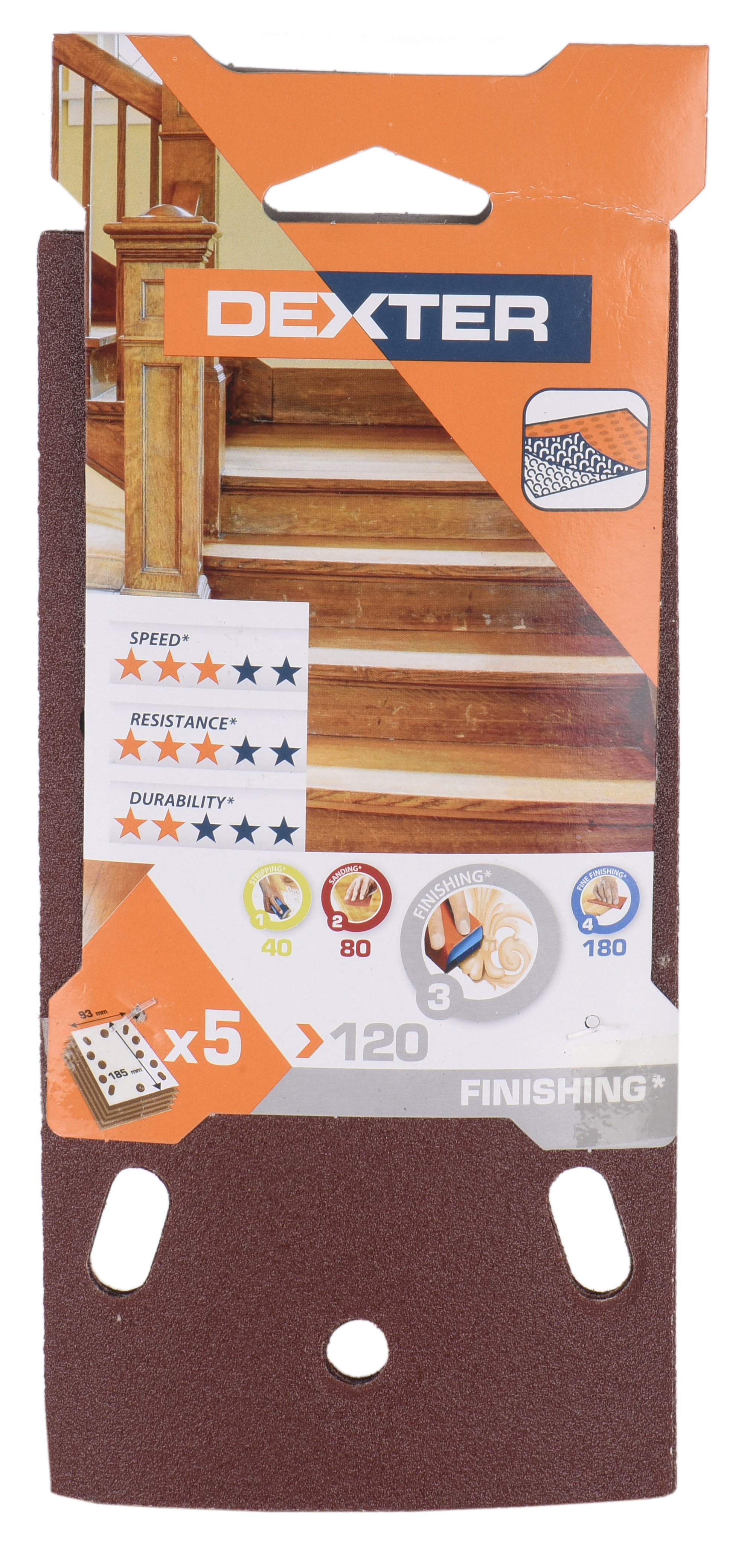 5 patines de lija DEXTER 185x93, grano 120 - 11