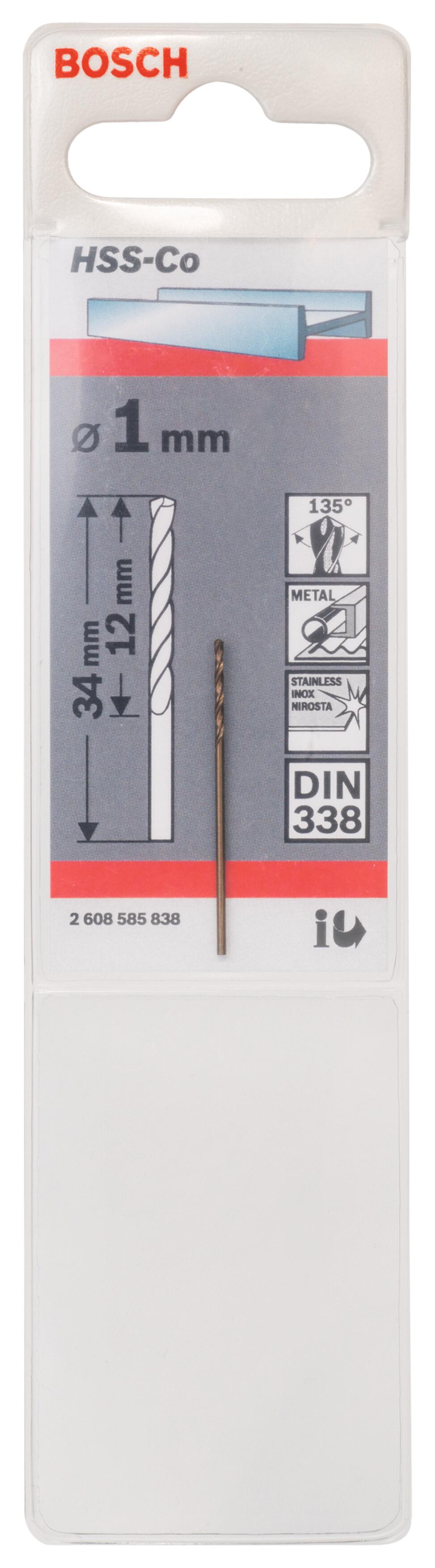 Broca para metal ø 1 x l. 34 mm bosch hss-co din338