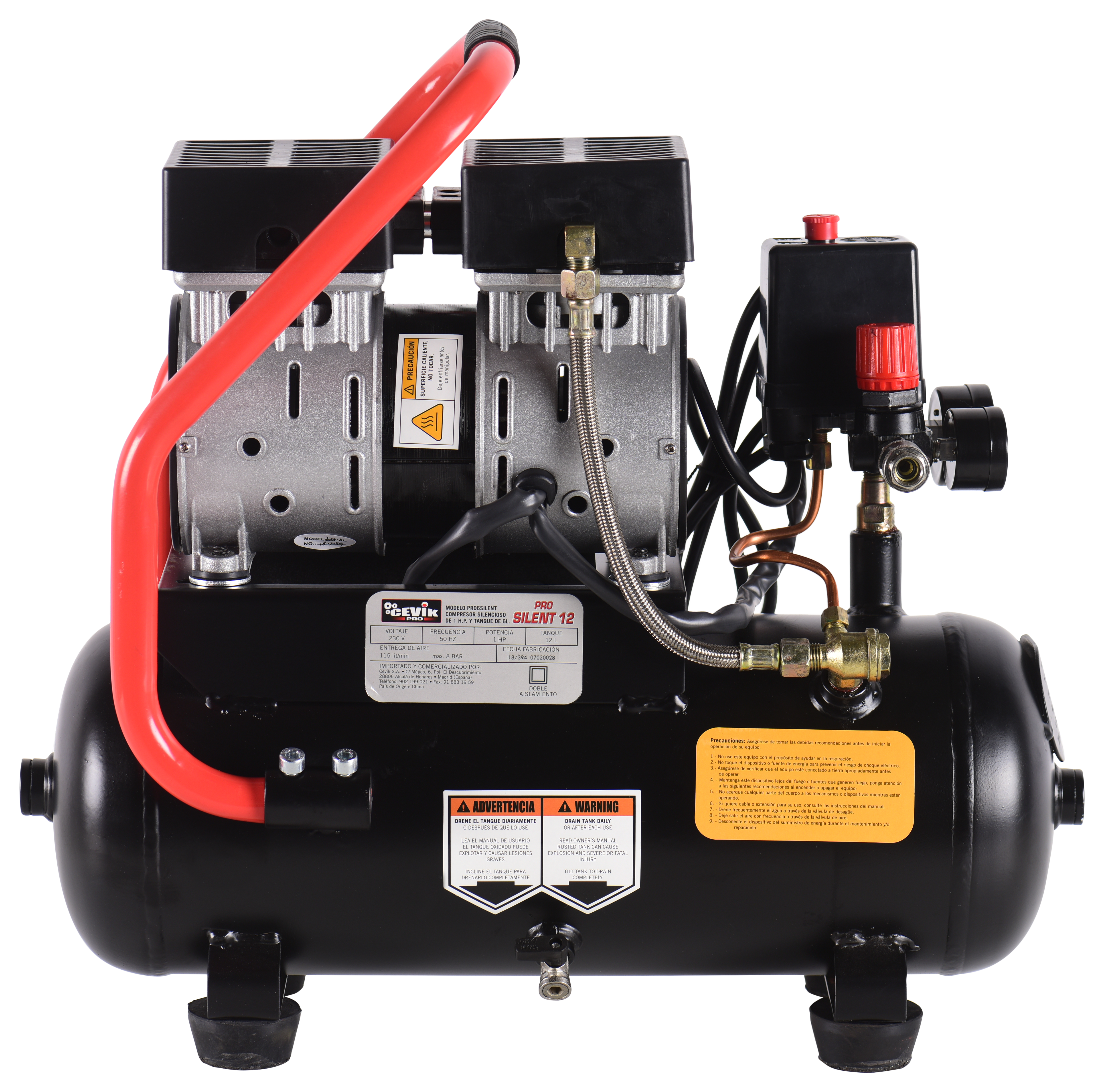 Compressor silencioso CEVIK PRO CA-PRO12SILENT 12L 1 HP - 3