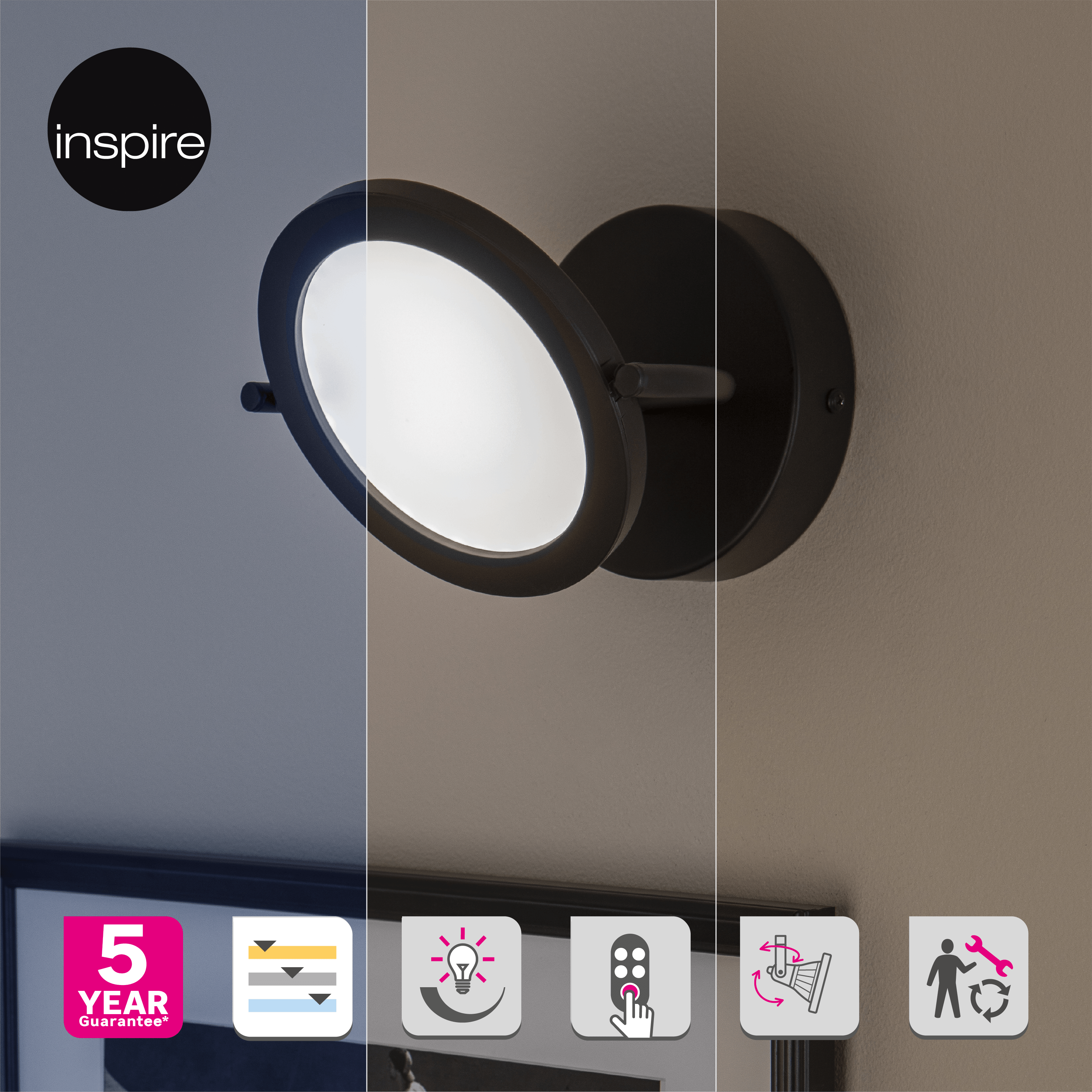 Foco decorativo com lâmpada Diuna Inspire LED 554lm 1 luz pintado preto - 8