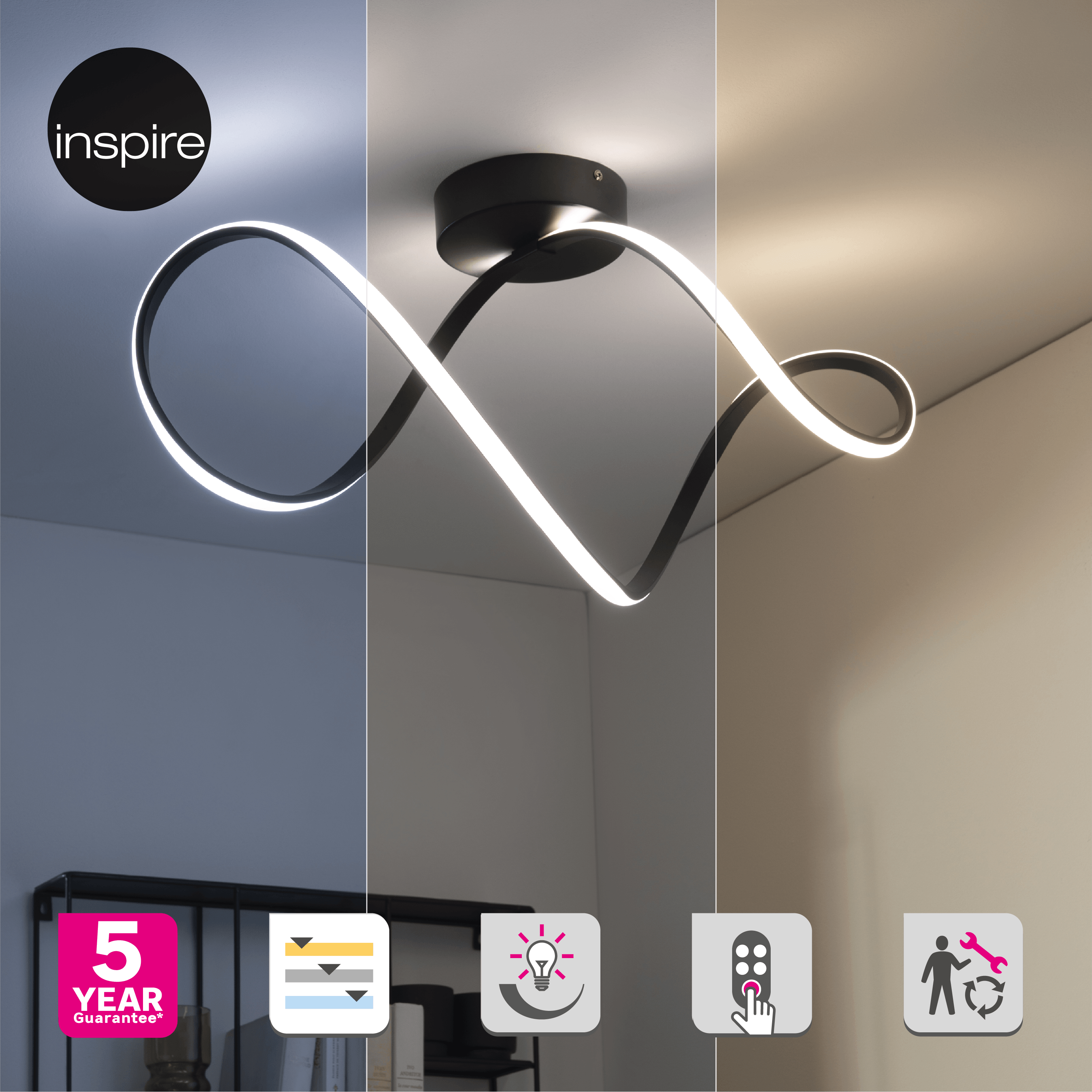 Lampa sufitowa Irena czarna 3300 lm LED Inspire - 9