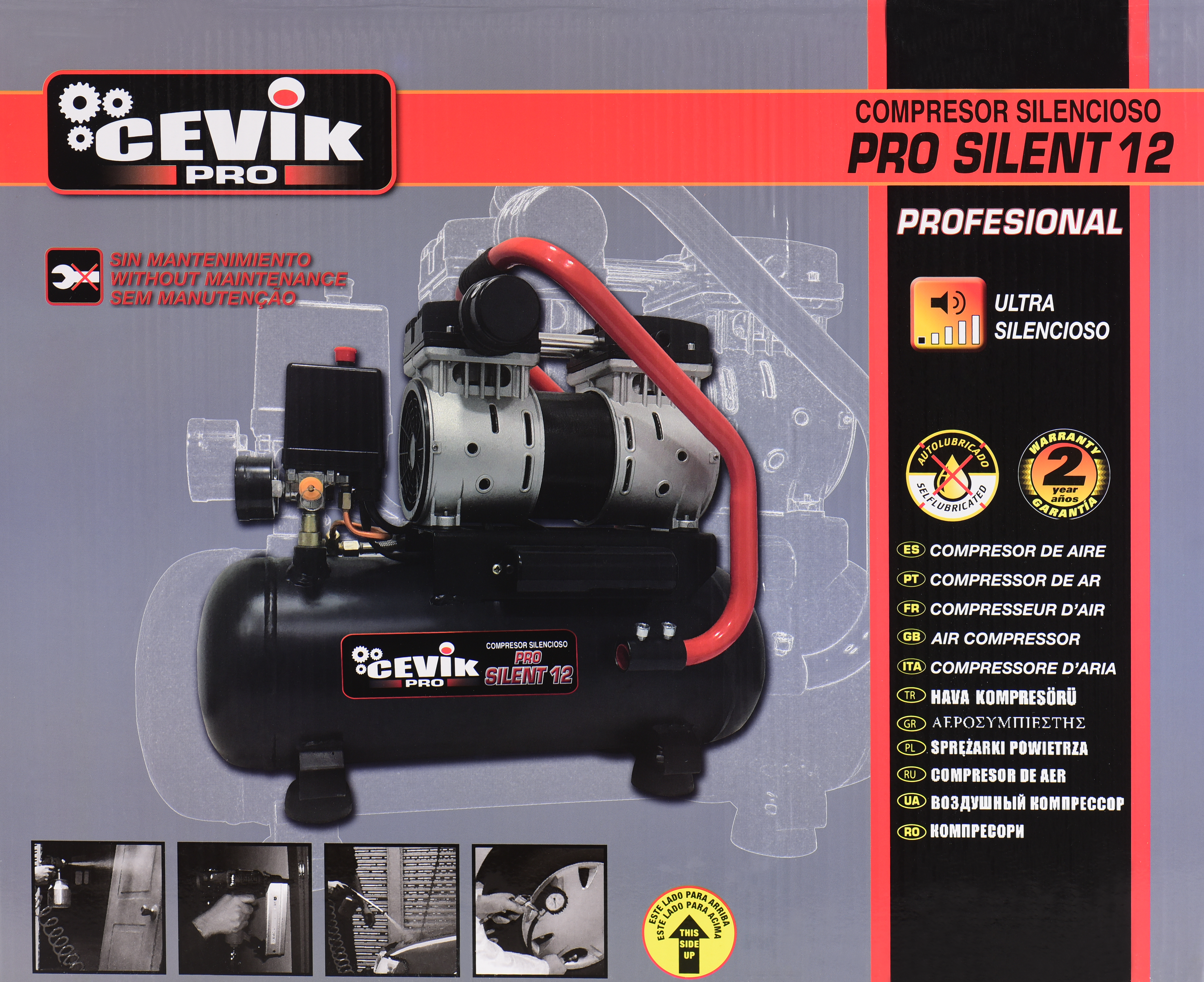 Compressor silencioso CEVIK PRO CA-PRO12SILENT 12L 1 HP - 9