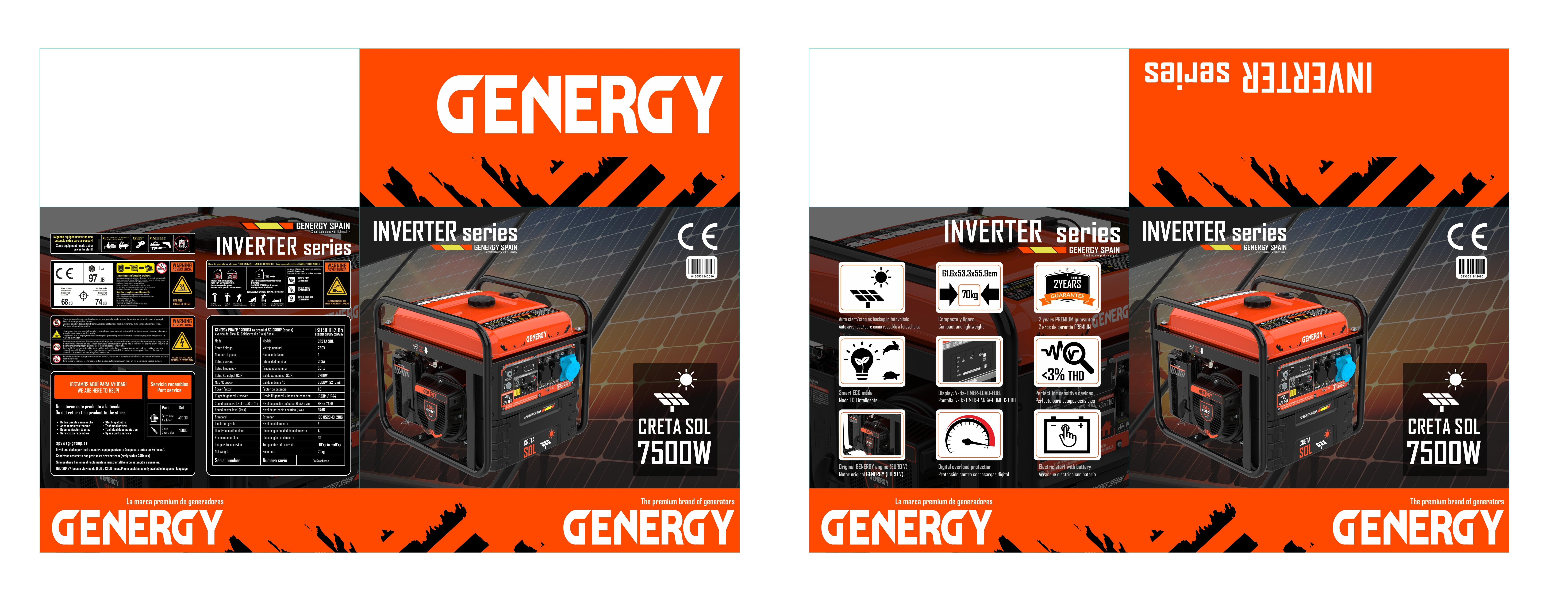Generador para apoyo en fotovoltaica GENERGY CRETA SOL, inverter con 7500 W de potencia máxima, y hasta 14 horas de autonomía - 10