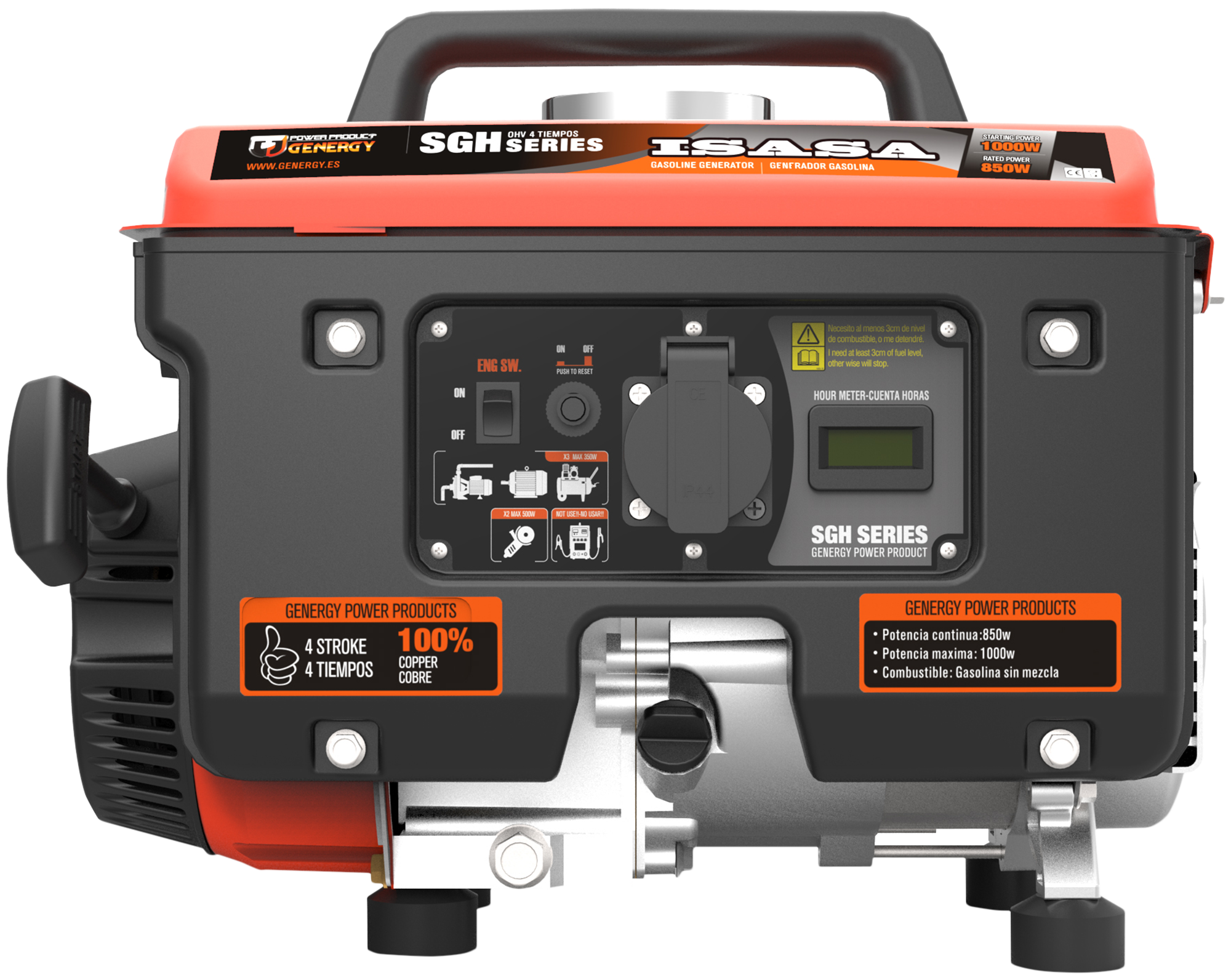 Gerador a gasolina arranque manual 1000W/850W Genergy Isasa - 6