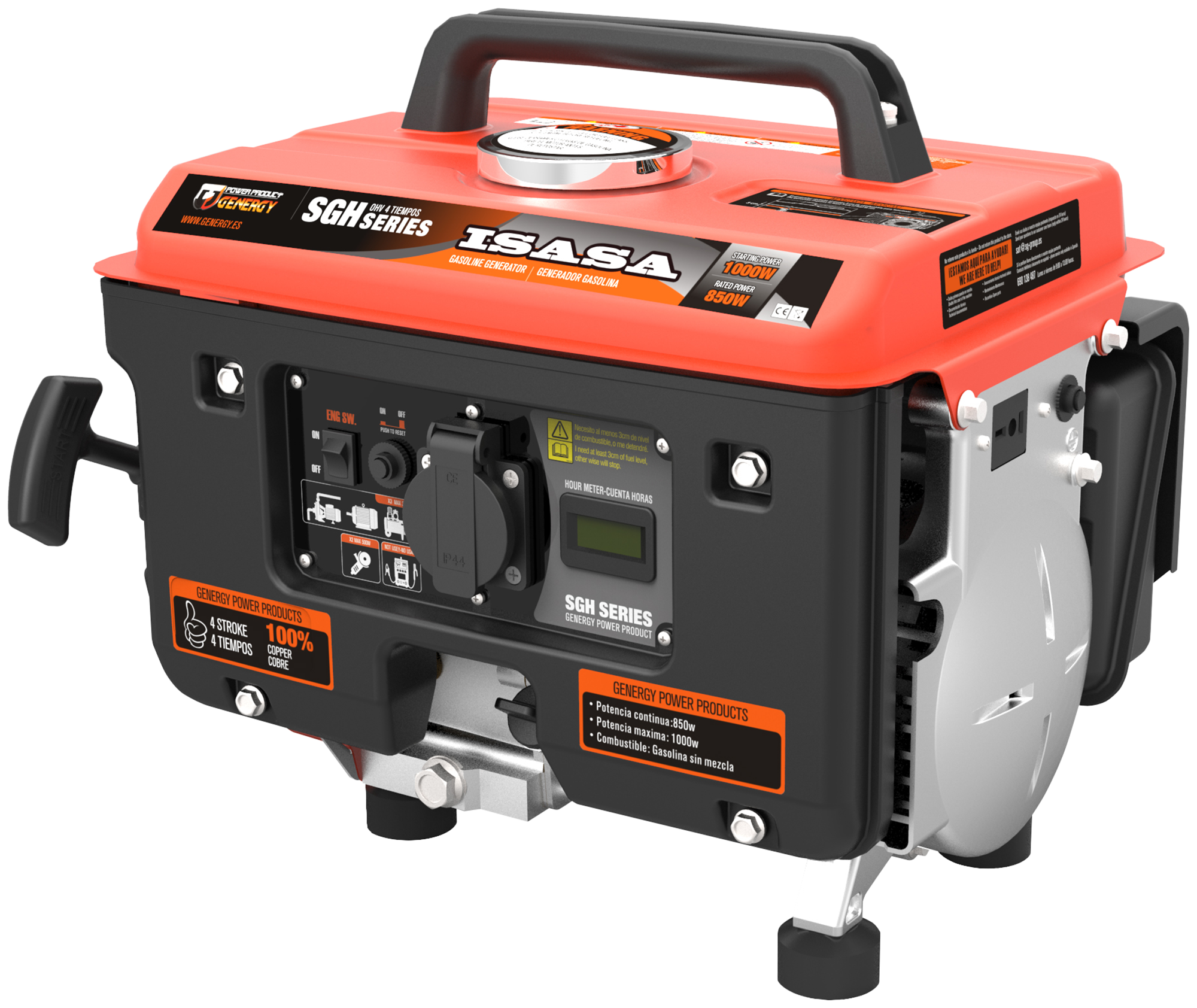 Gerador a gasolina arranque manual 1000W/850W Genergy Isasa - 3