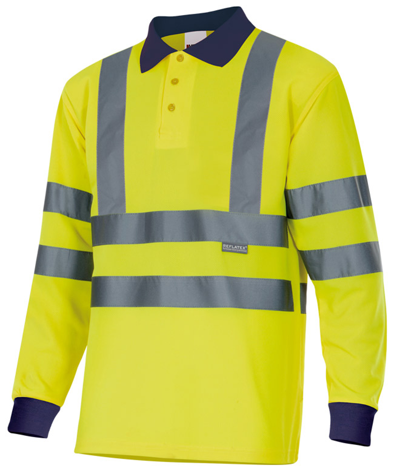 Polo bicolor manga larga av velilla - azul marino/amarillo flúor - s
