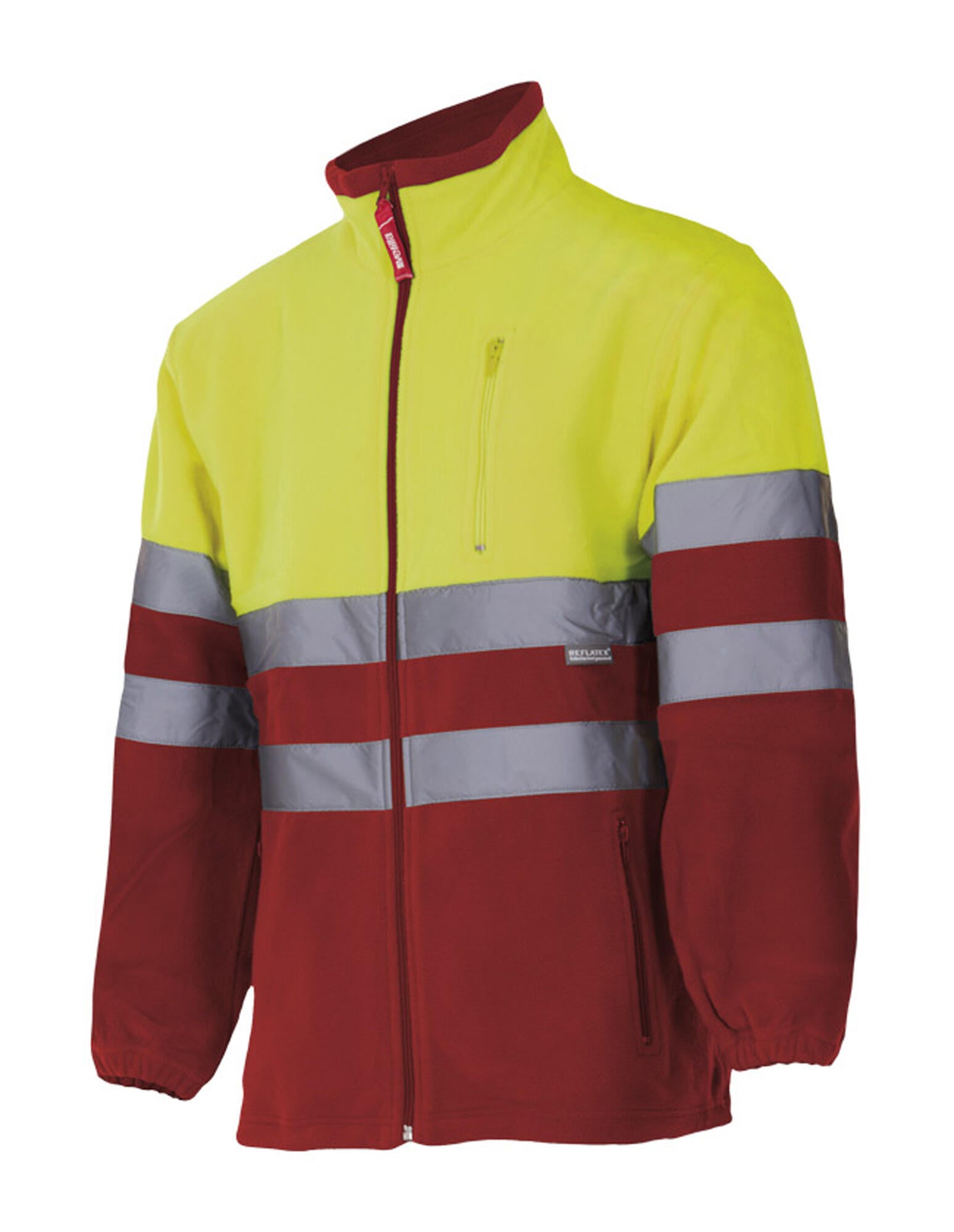 Chaqueta polar bicolor av velilla - rojo/amarillo flúor - xl