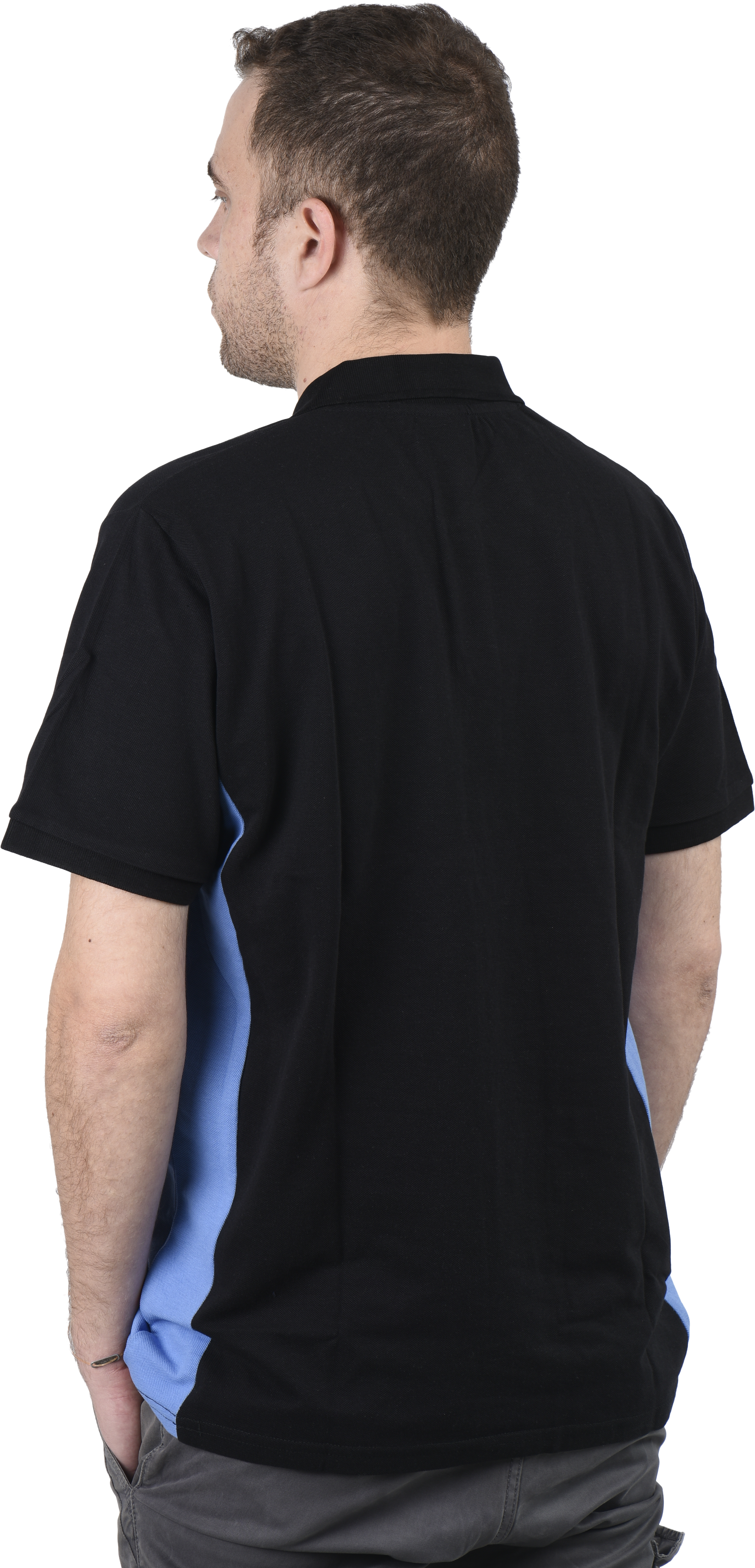 Polo bicolor manga corta velilla - negro/celeste - s
