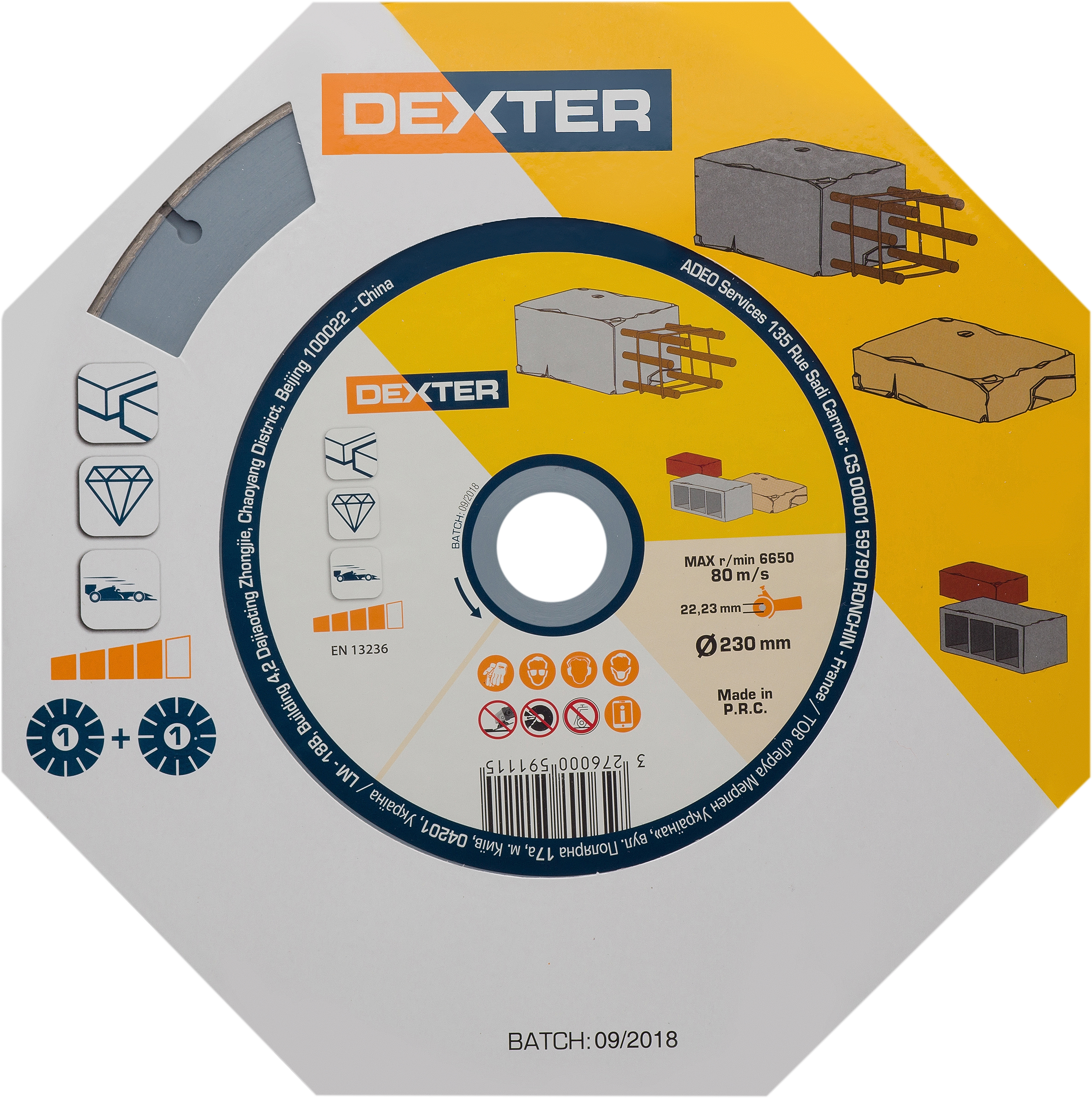 Set de 2 discos de diamante para construcción DEXTER ø230 mm - 11