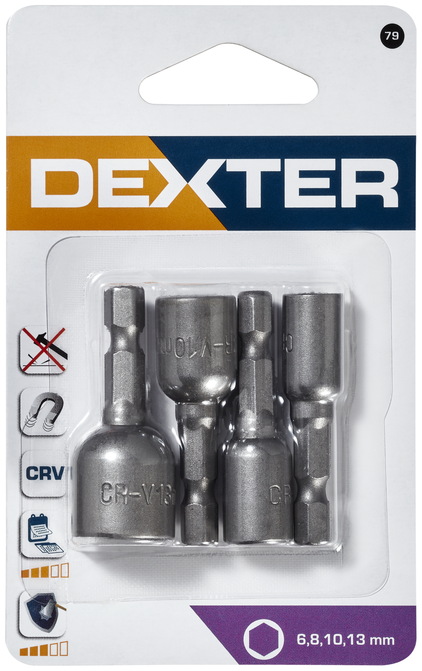 4 adaptadores para chave de roquete aço 6-8-10-3 m magnético Dexter - 3
