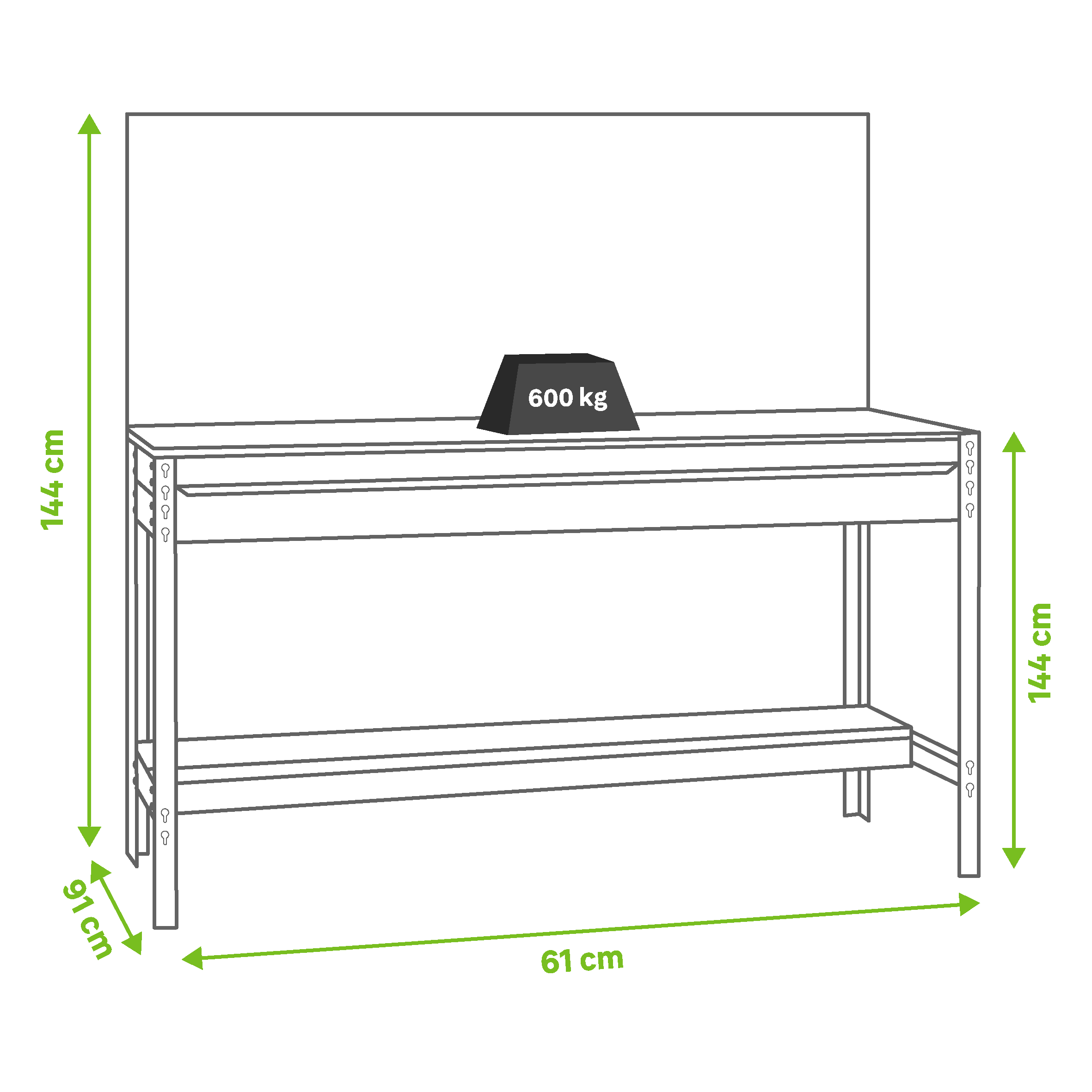 Bancada de trabalho 90x61x144,50 cm 600 Kg cinza Simonrack BT-2 BOX 900 - 5