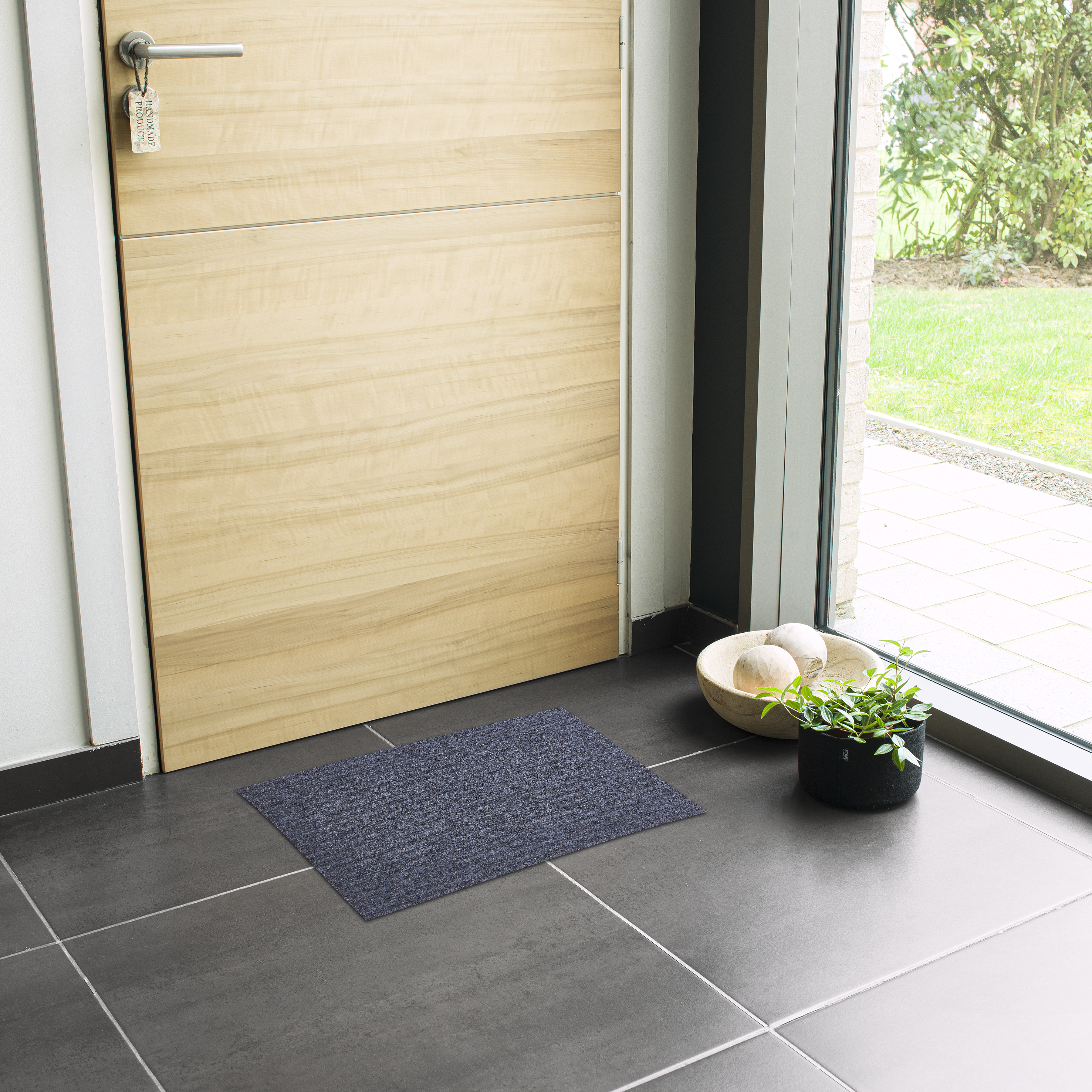 Tapete de entrada alcatifa interior e exterior Jean 33x55cm cinza - 3