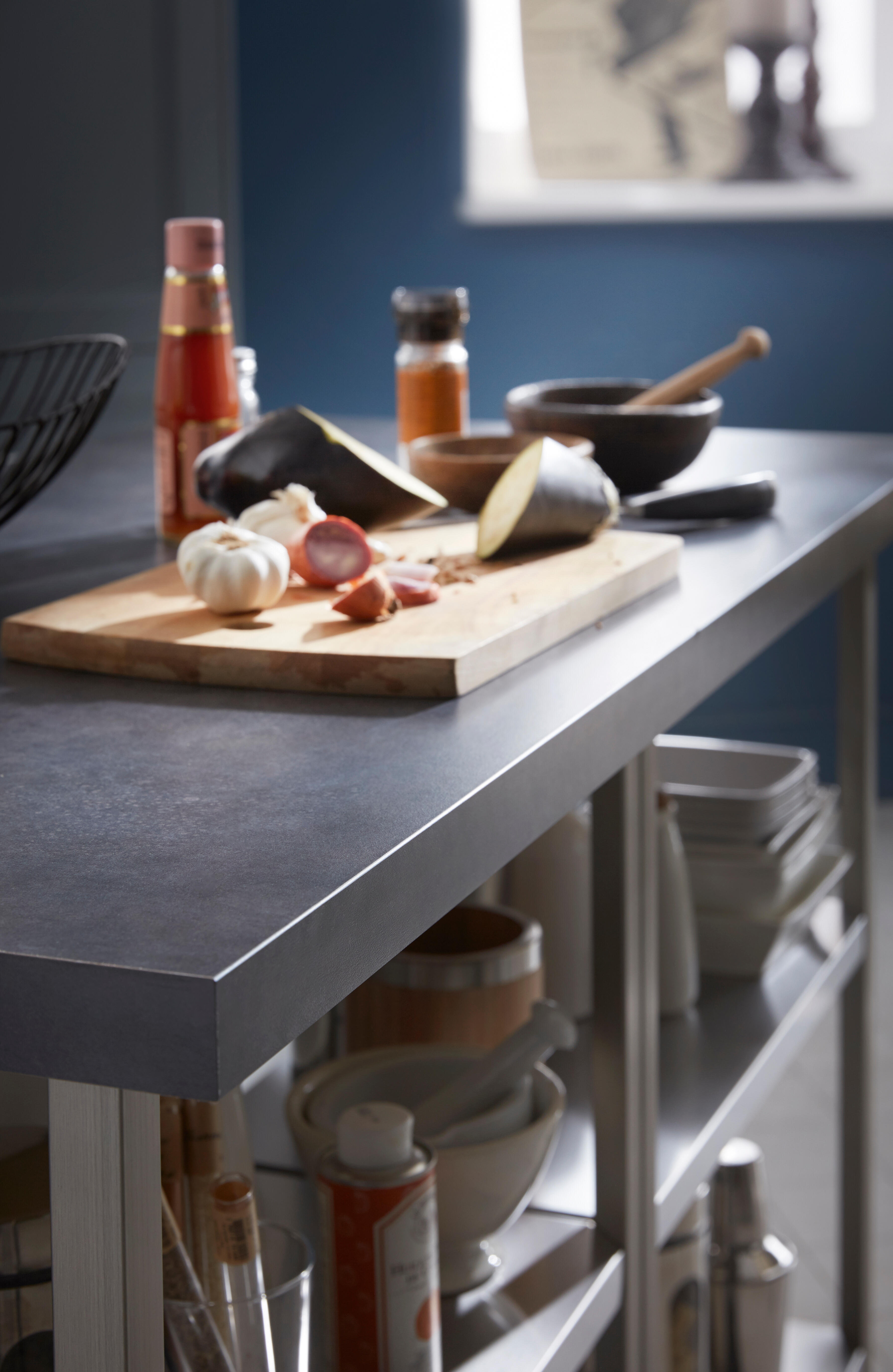 Plan de travail stratifié Métal vieilli Mat L.315 x P.65 cm, Ep.38 mm - 6