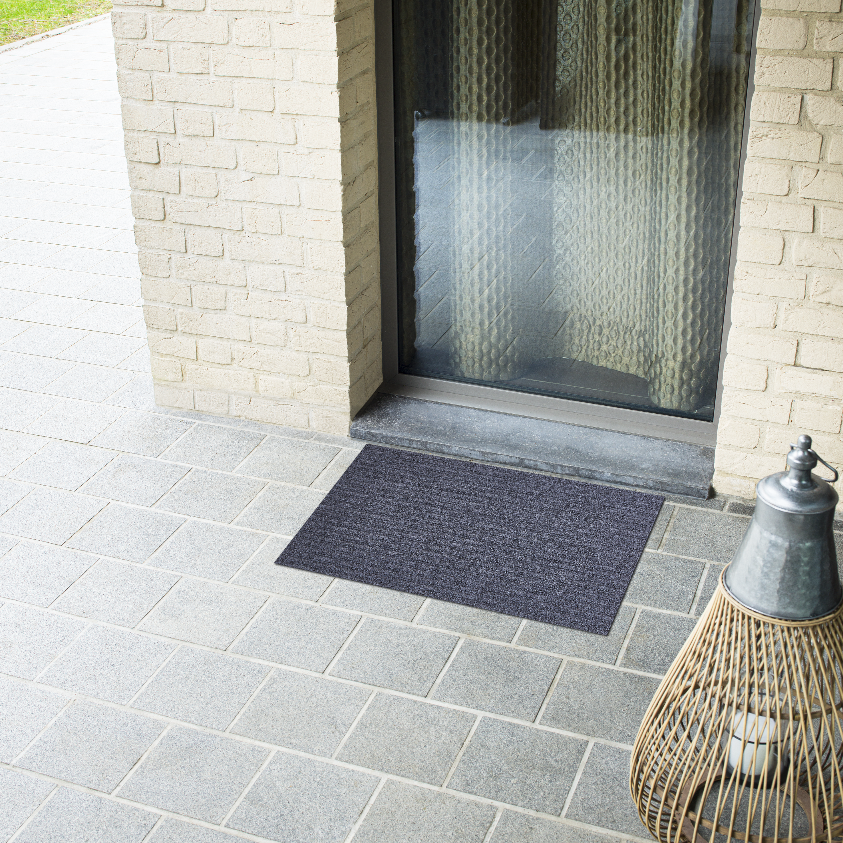 Tapete de entrada alcatifa interior e exterior Jean 33x55cm cinza - 2