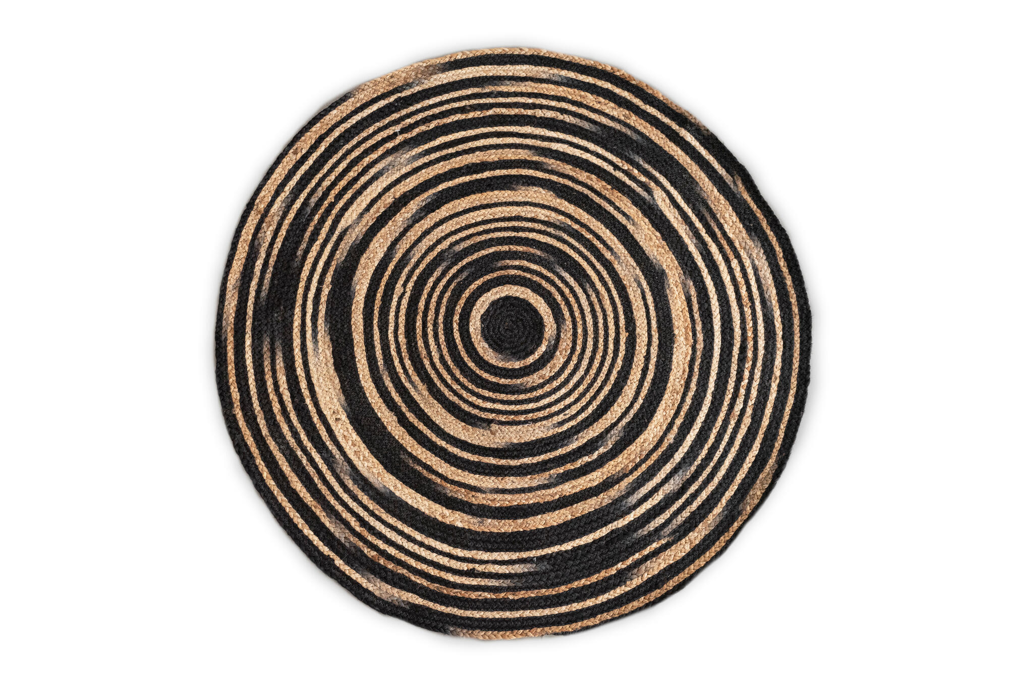 Alfombra yute tejido plano yute black marrón natural redonda 140x140cm