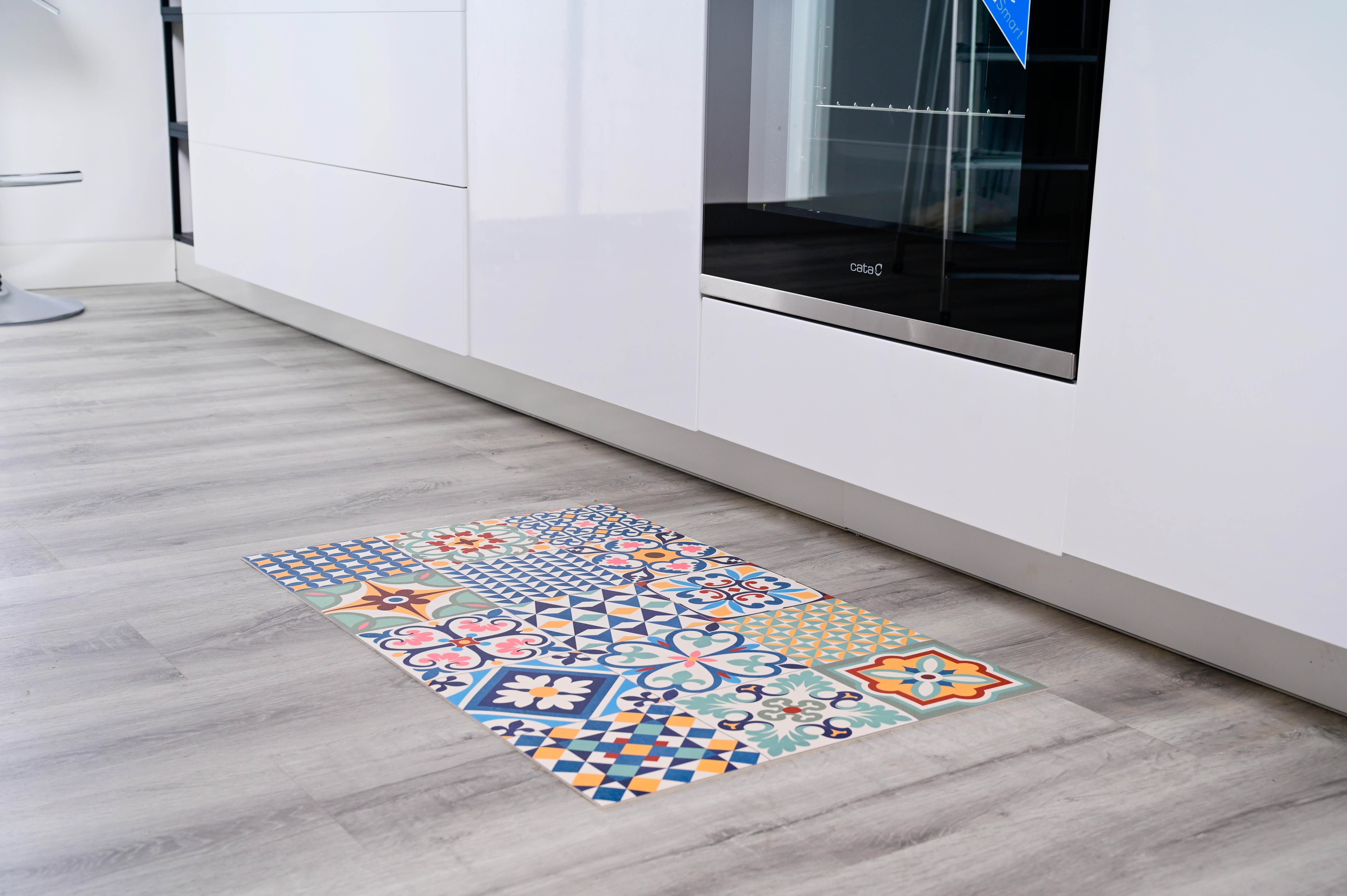 Alfombra pie de cama exterior/interior pvc Heritage Mix 48x75cm tejido plano base antideslizante multicolor - 10