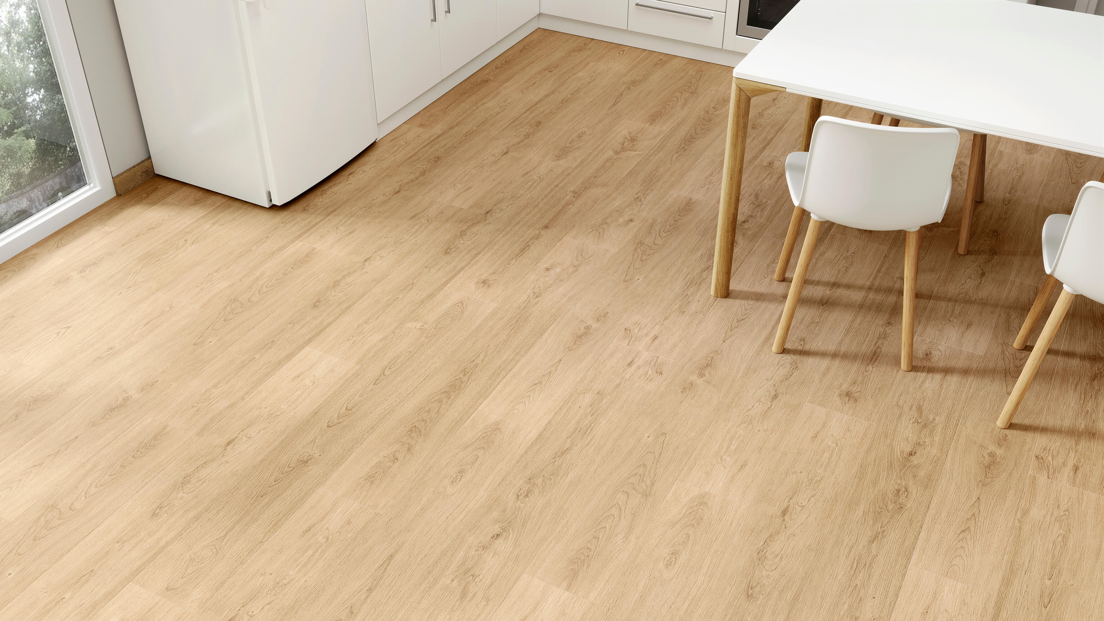 Pavimento laminato effetto legno beige, AC5 classe 33, sp. 8 mm, ARTENS Elche, 2.32 m² - 2