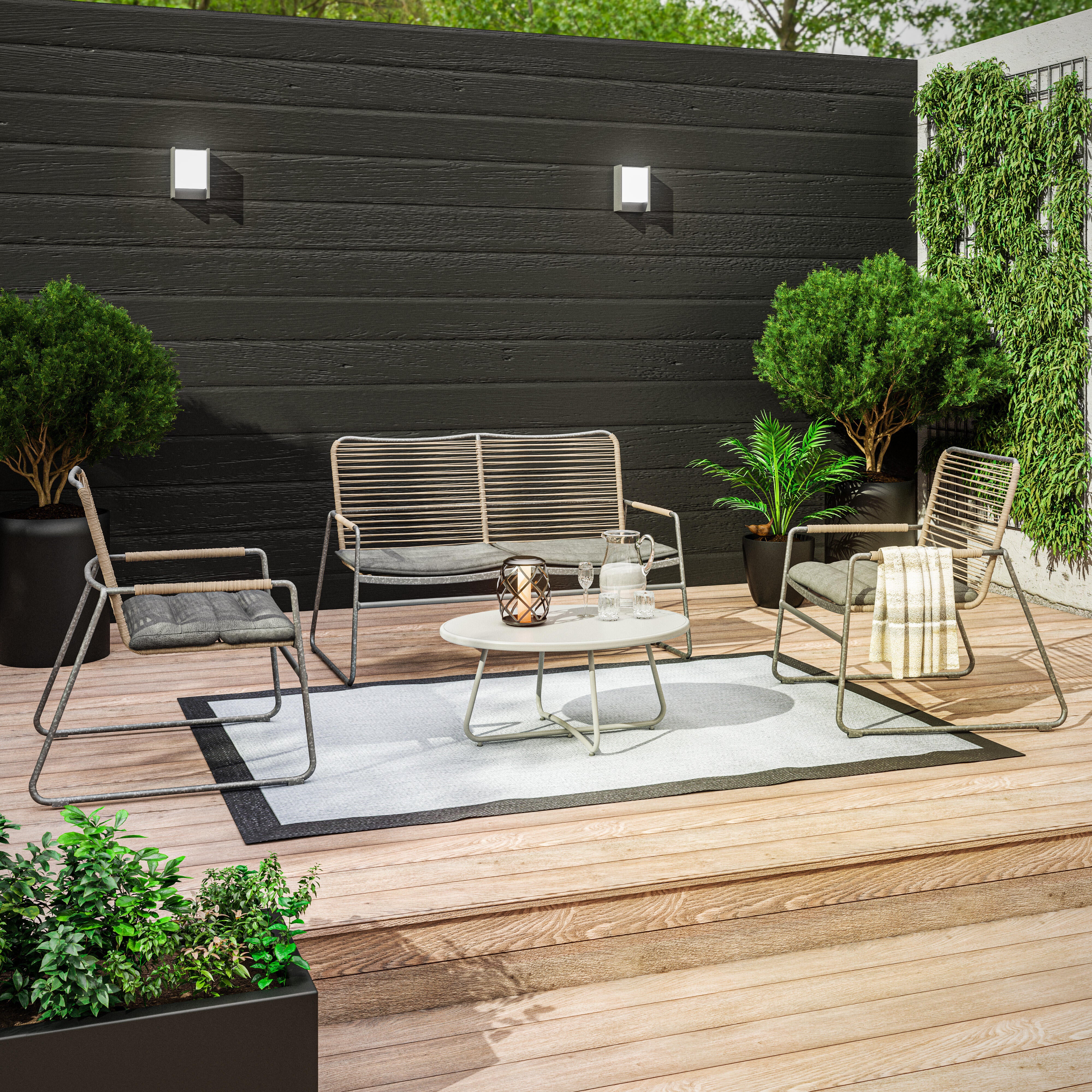 Sofá de jardín con cojín de acero Mahón marrón - 5