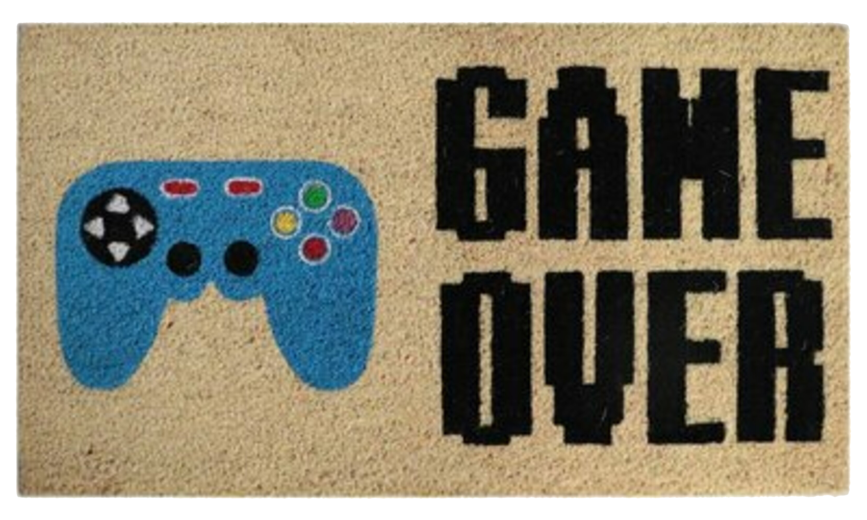 Felpudo coco game over mando azul, beige, negro 70 x40 cm